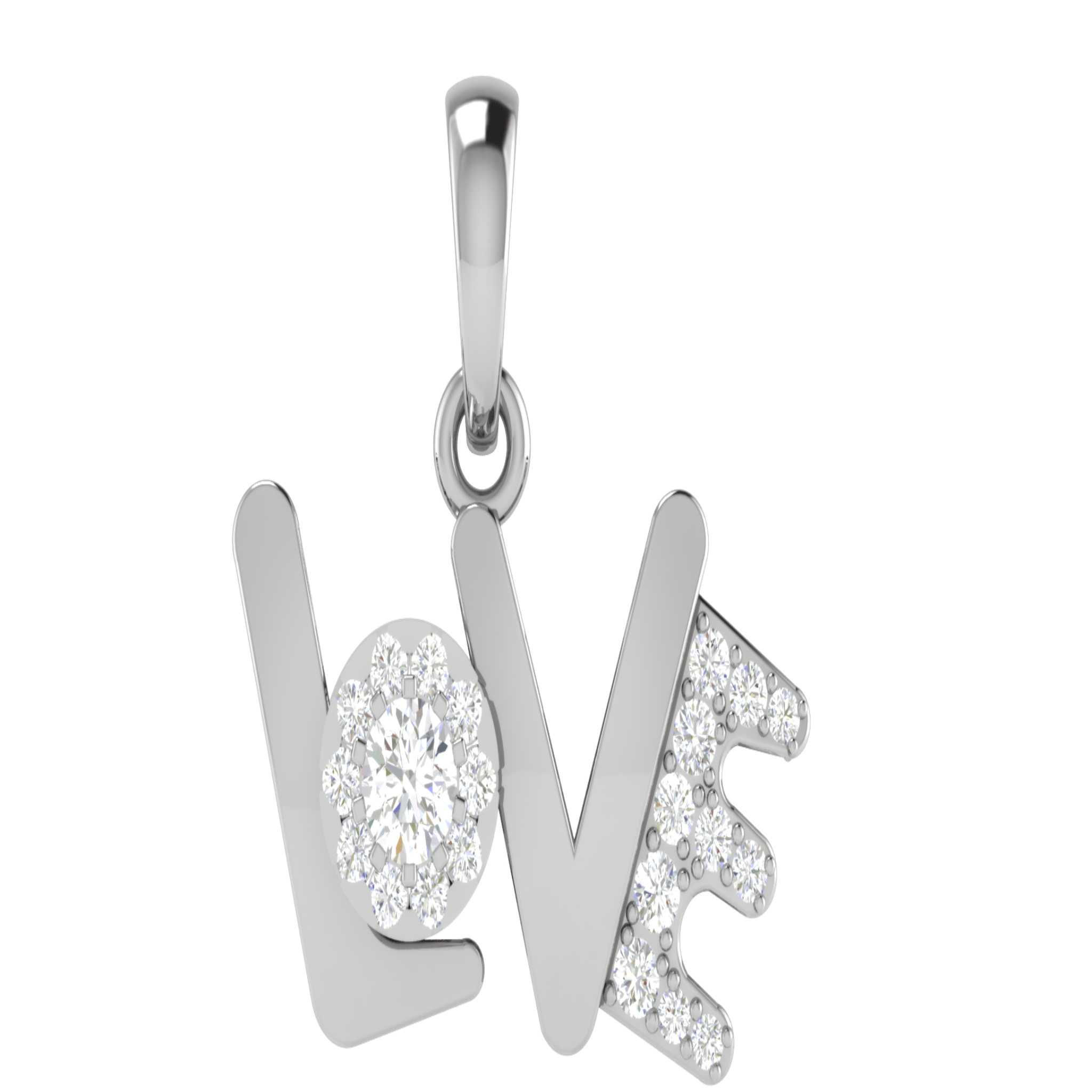 Silver Dazzling Adjustable Love White Gold Pendant For Women