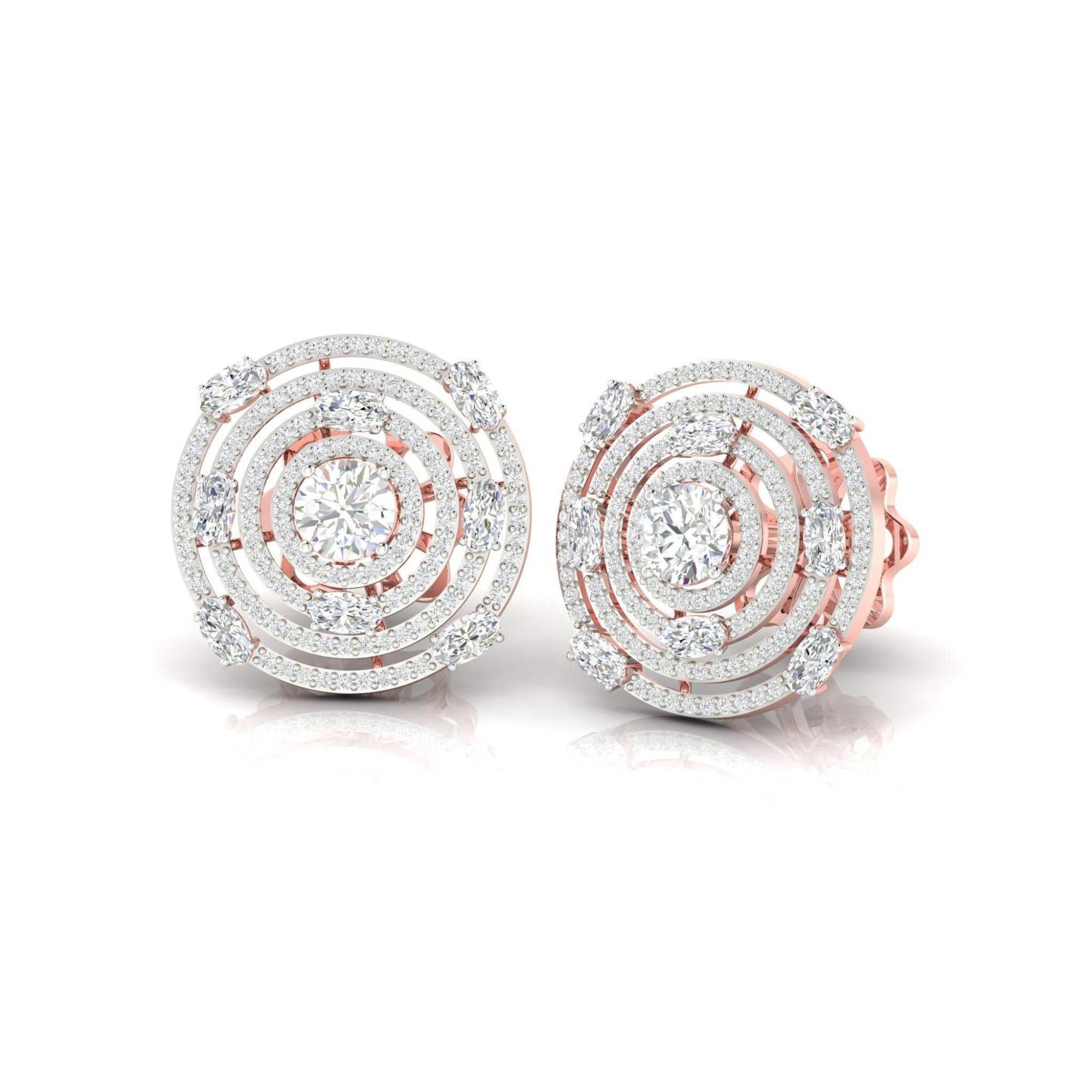 Radiant Round Silver Rose Gold Plated Earring For Women