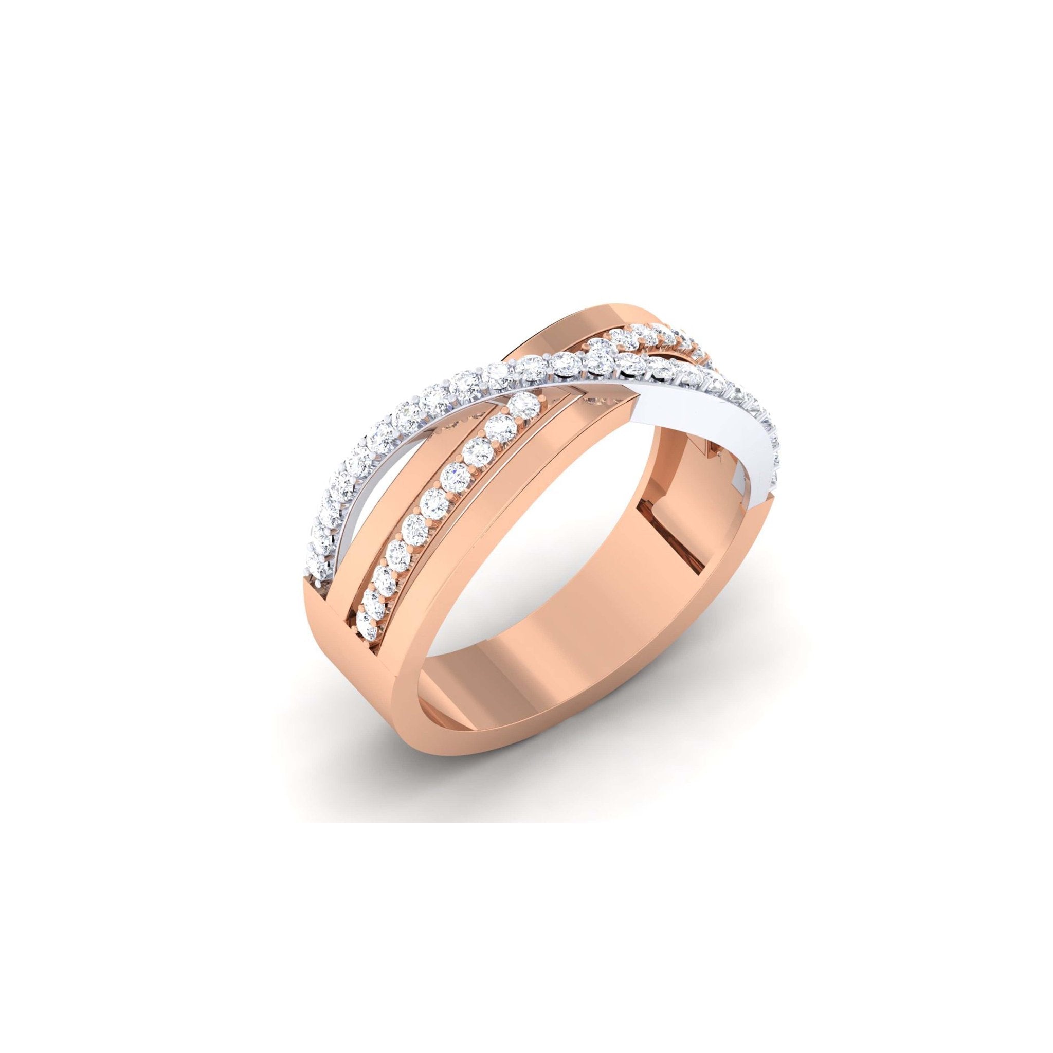 Adjustable Intricate Silver Rose Gold Crossover Band