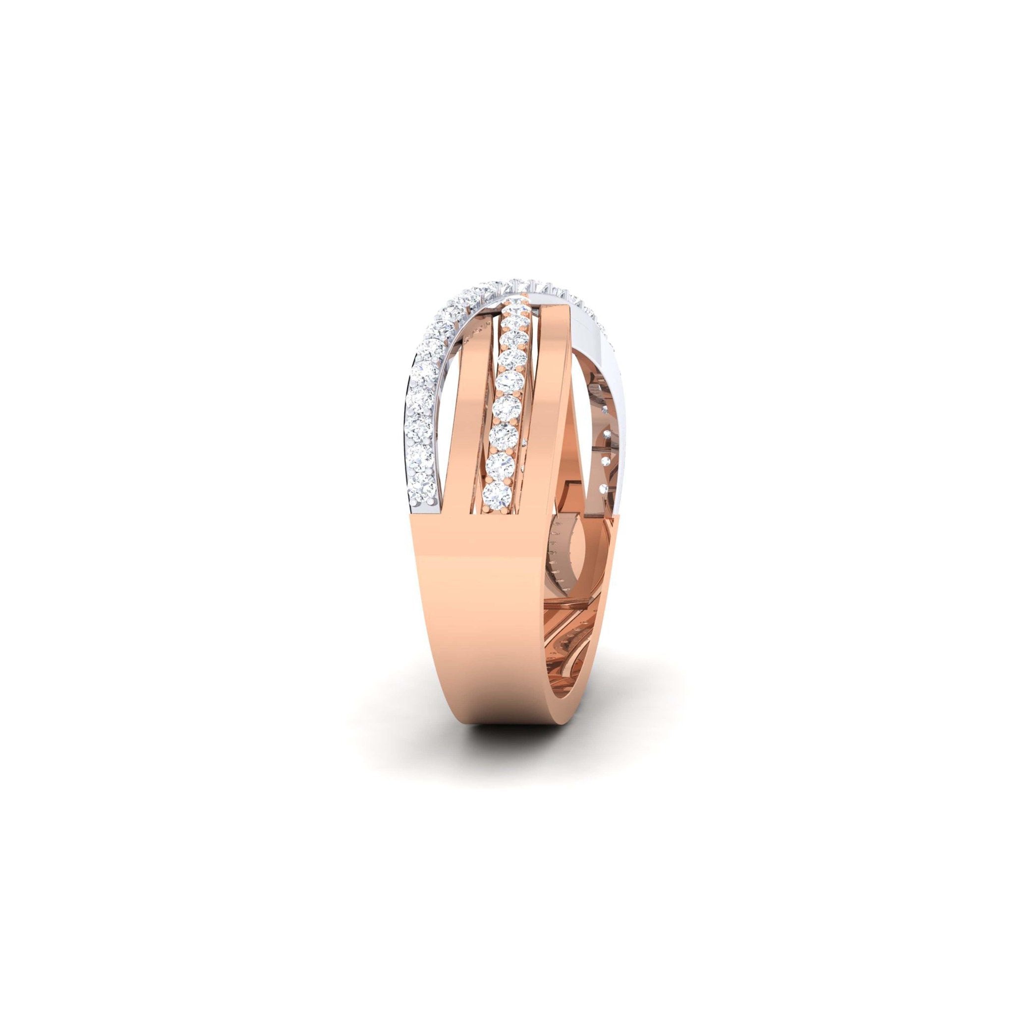 Adjustable Intricate Silver Rose Gold Crossover Band