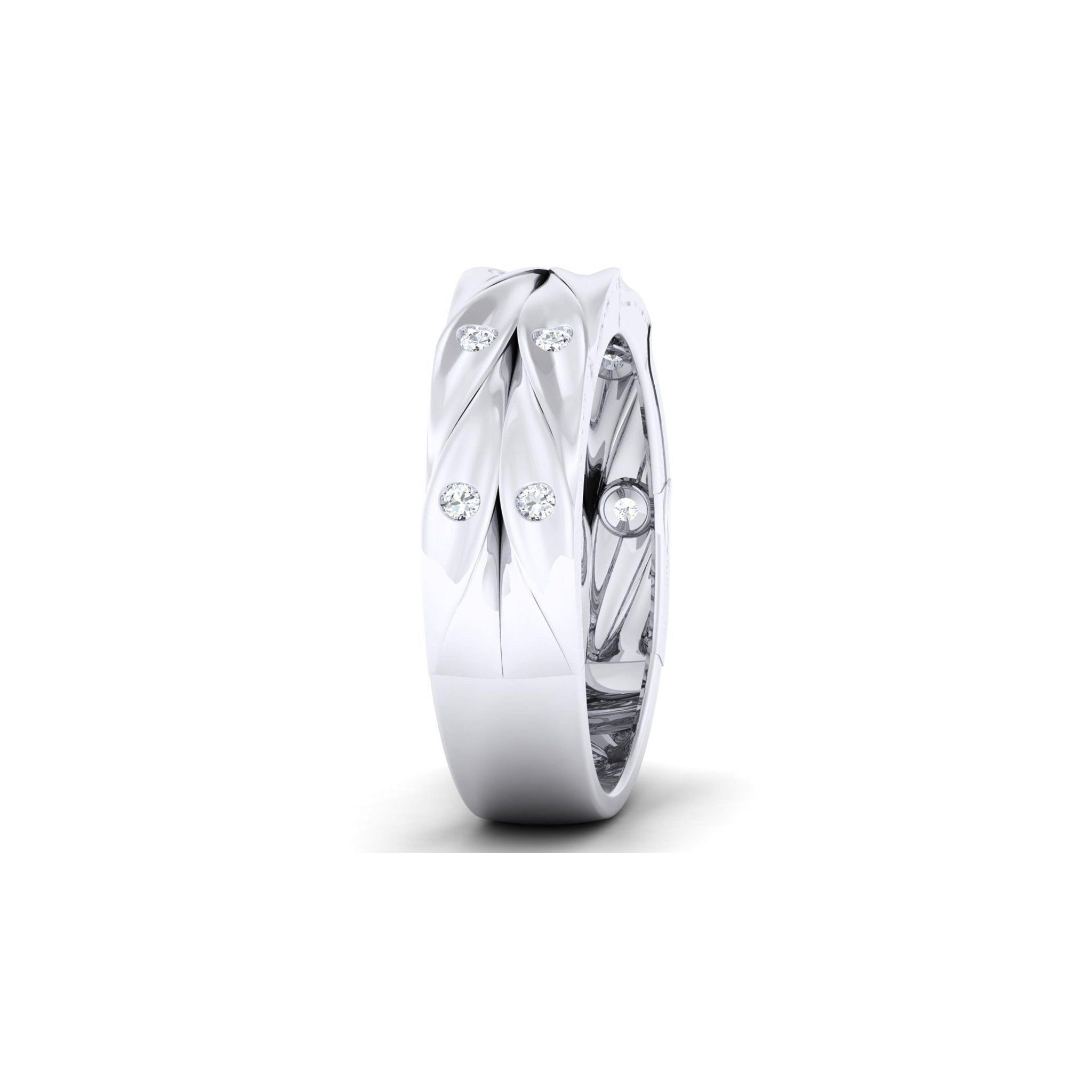 Adjustable Classic Silver White Gold Twisted Band