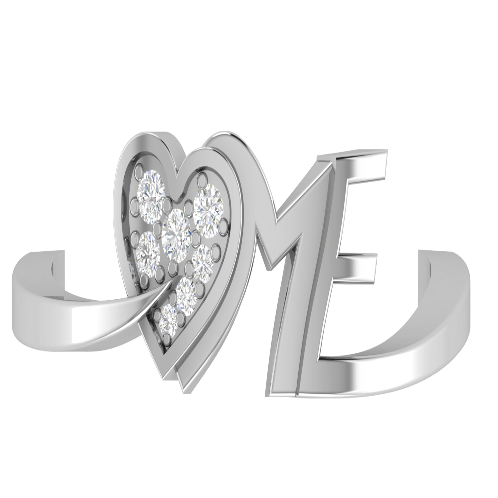 Adore Me Heart White Gold Silver Adjustable Sparkling Ring For Women