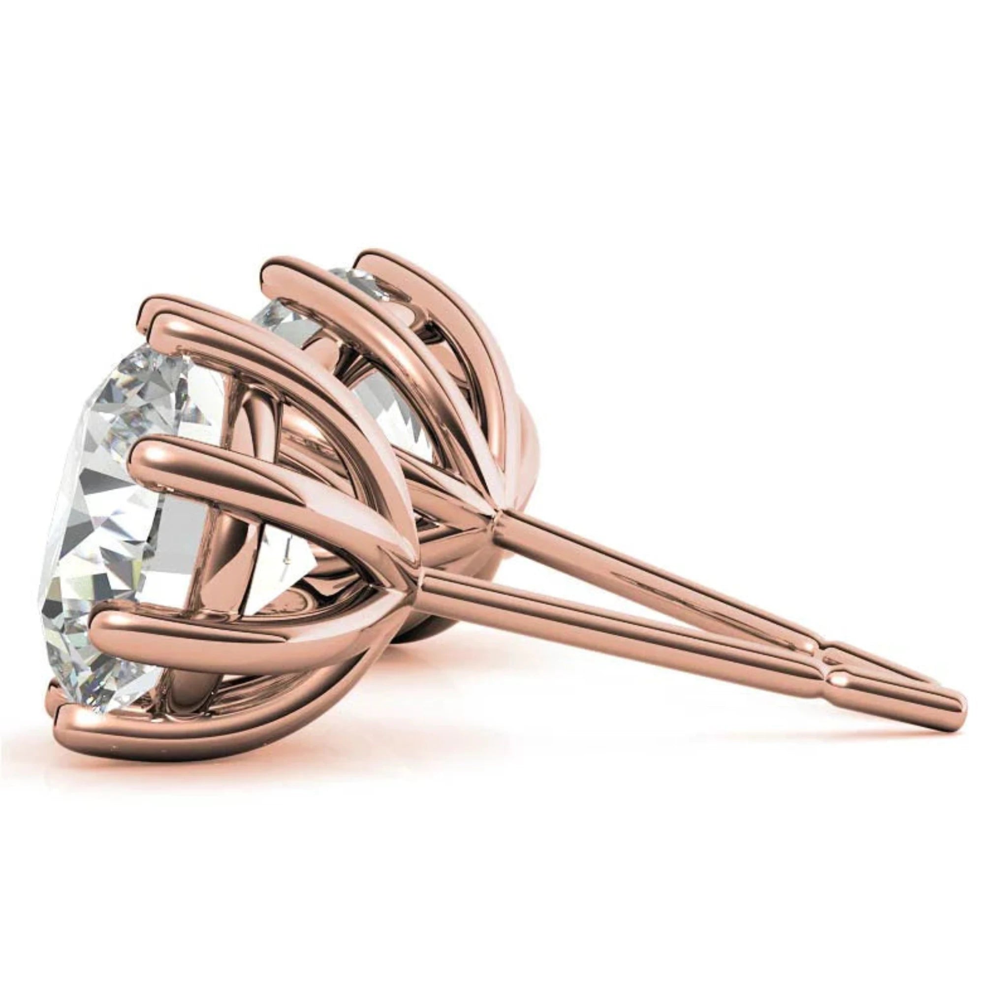 Lustrous Round-Cut Rose Gold Silver Diamond Earring For Woman