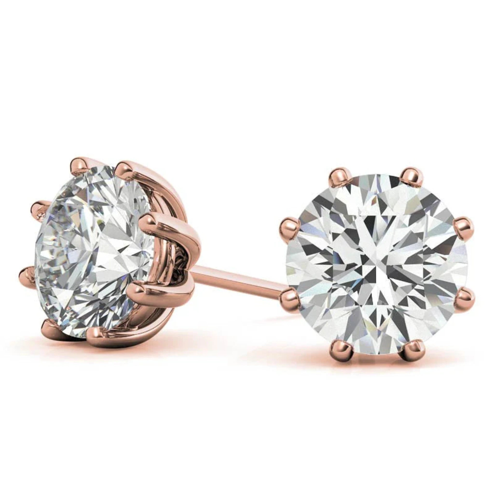 Lustrous Round-Cut Rose Gold Silver Diamond Earring For Woman