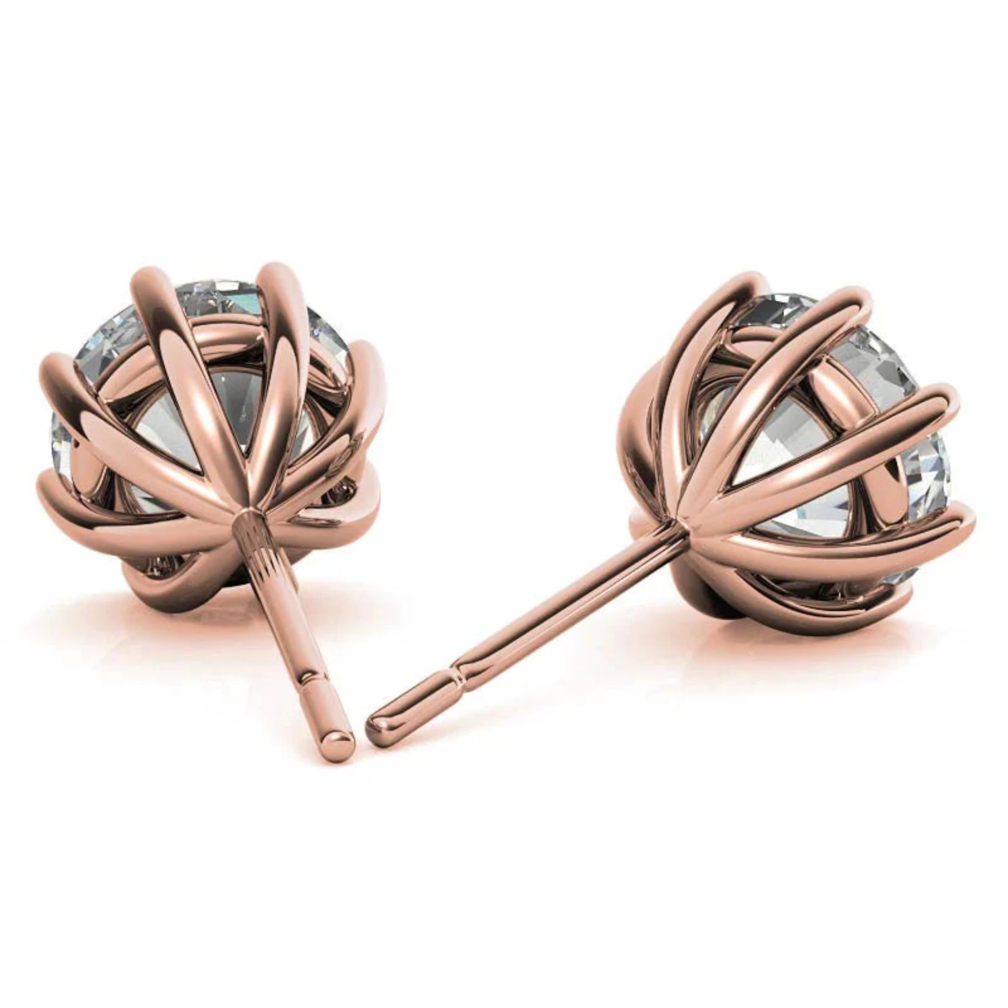 Lustrous Round-Cut Rose Gold Silver Diamond Earring For Woman