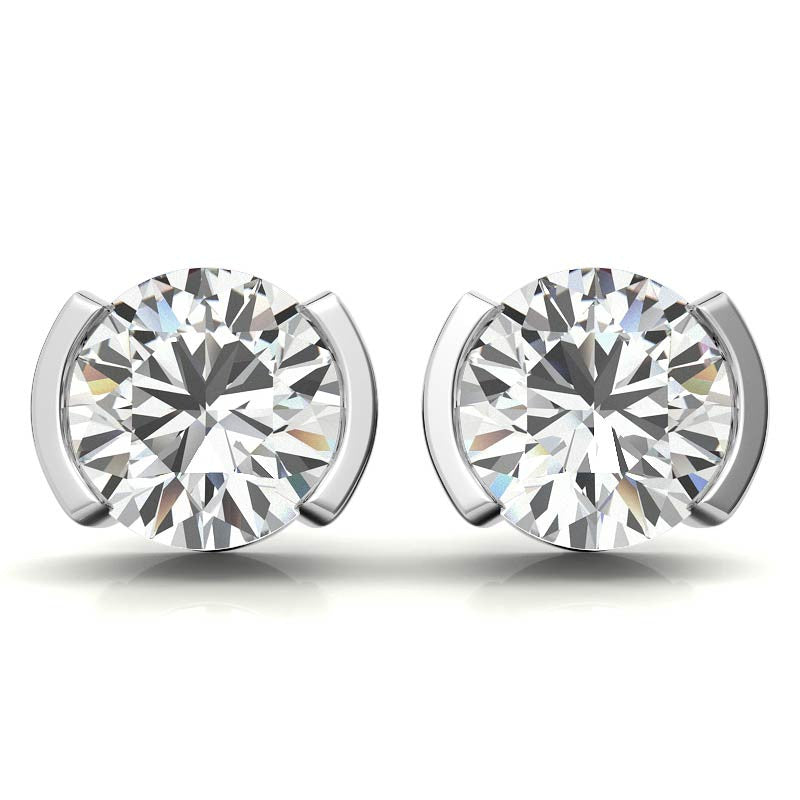 925 Sterling Silver Circular Elegance Radiant Solitaire Earring AUS-557