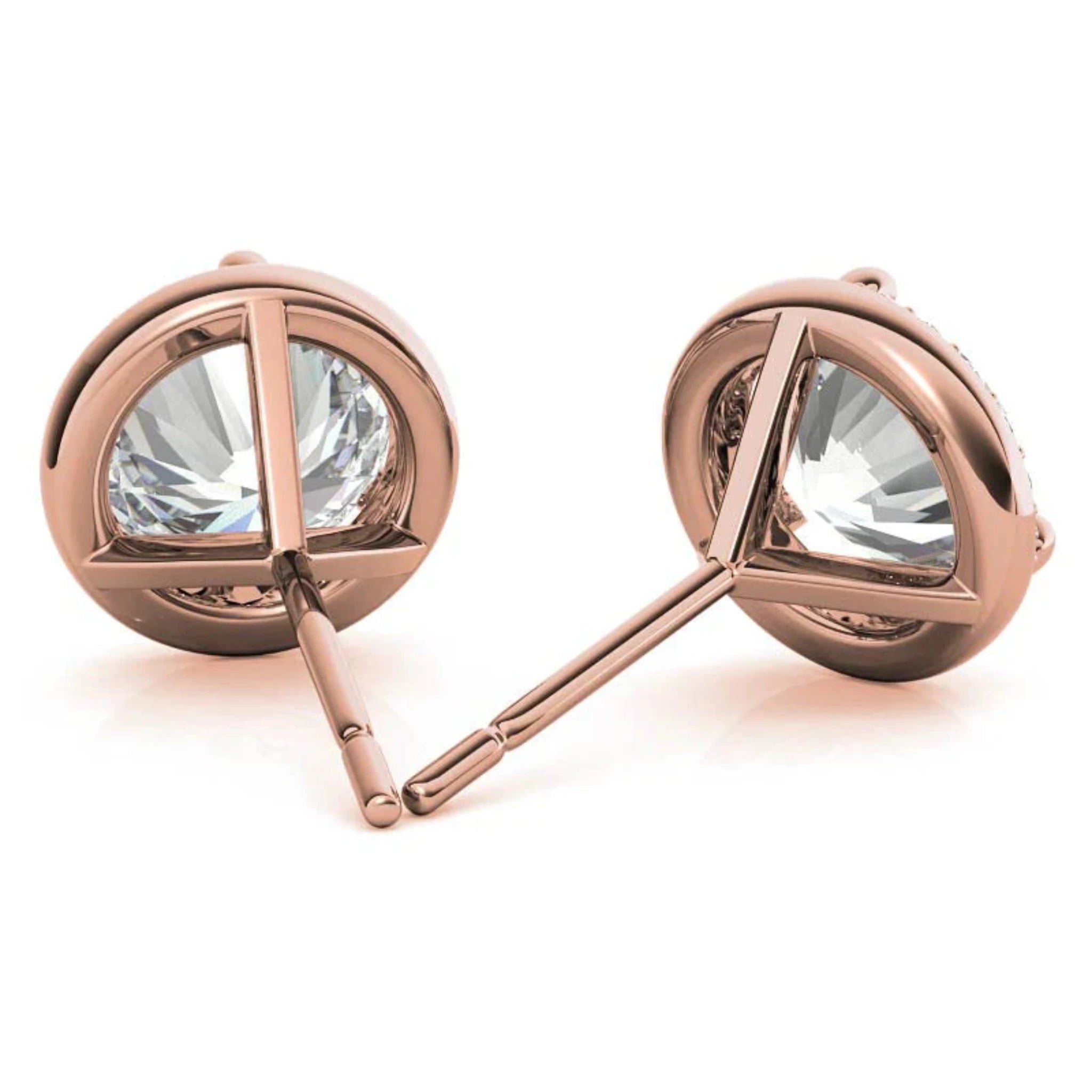 Classic Halo Rose Gold Silver Prong-Cut Earring For Woman