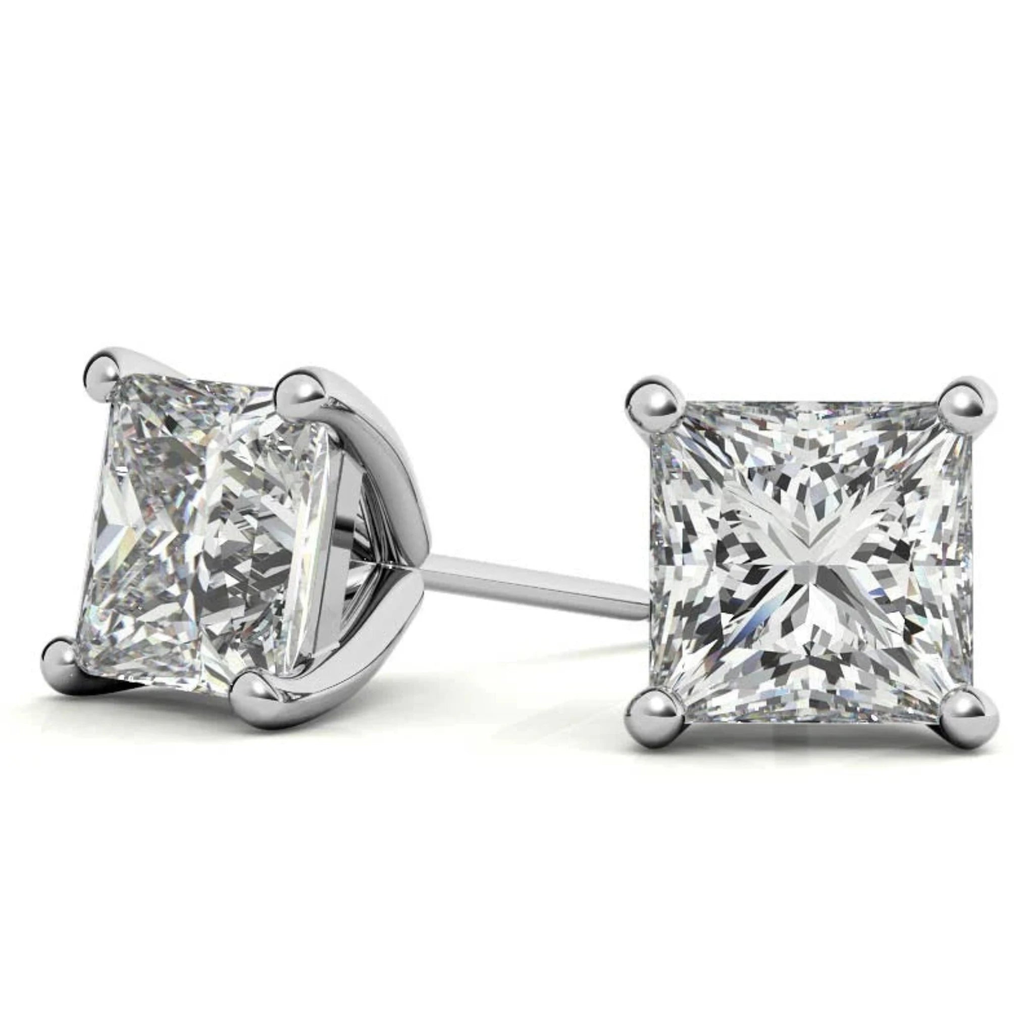 Refined Square Solitaire White Gold Silver Sparkle Earring For Woman