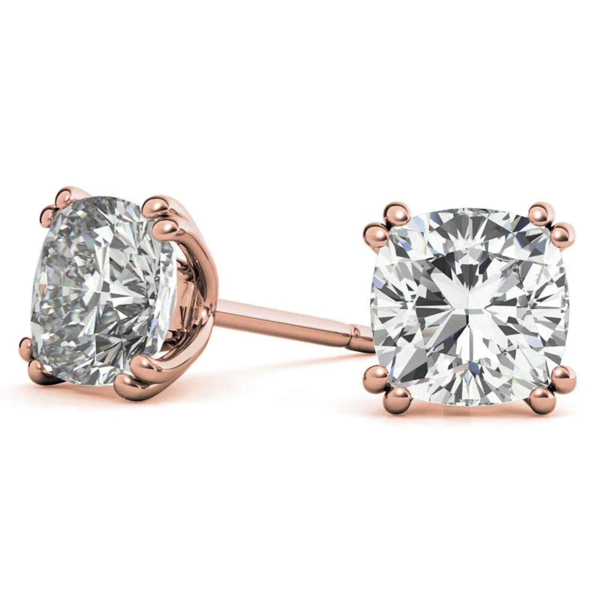 Radiant Cushion-Cut Solitaire Rose Gold Silver Sparkling Earring For Woman