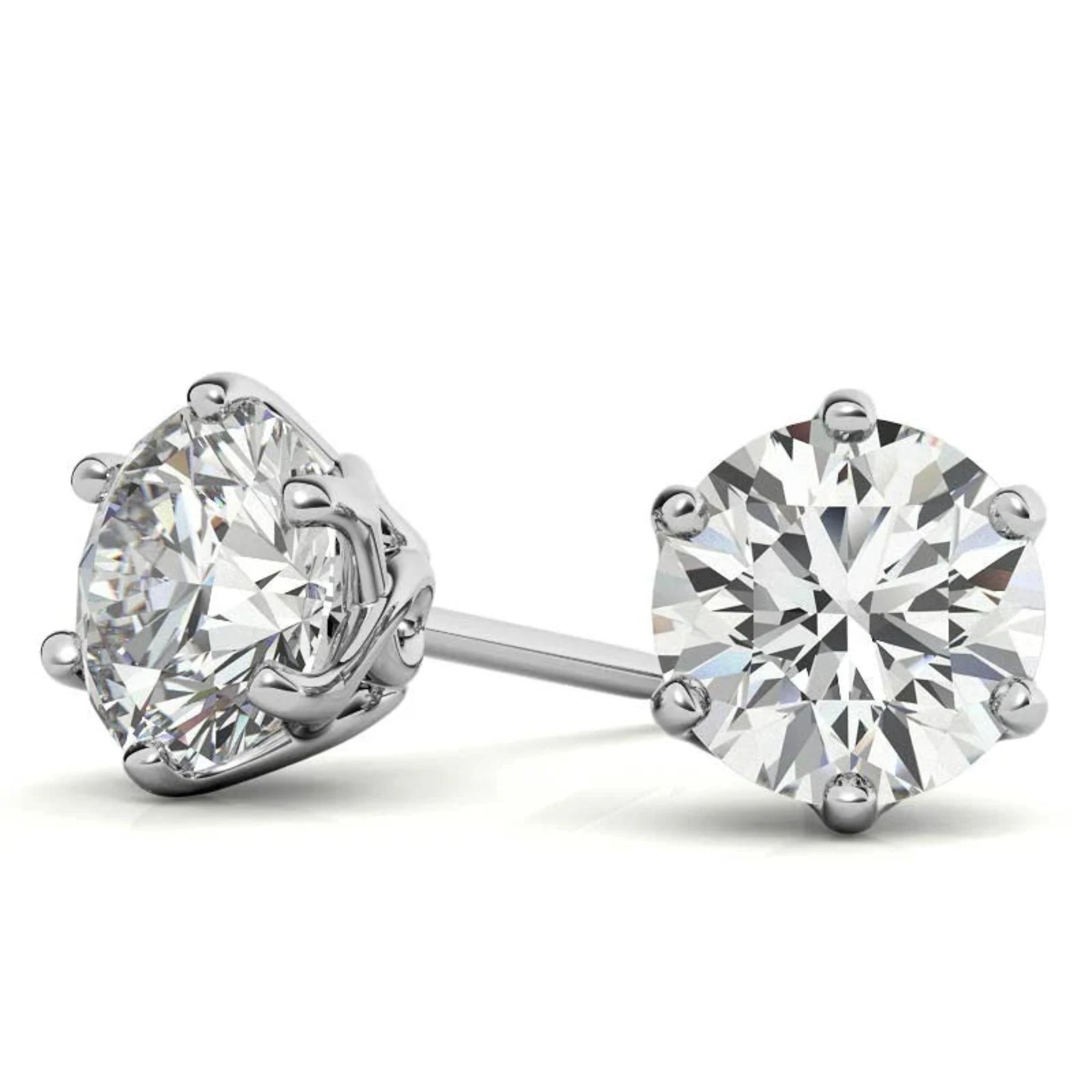 Classic Solitaire Round White Gold Silver Dazzling Earring For Woman