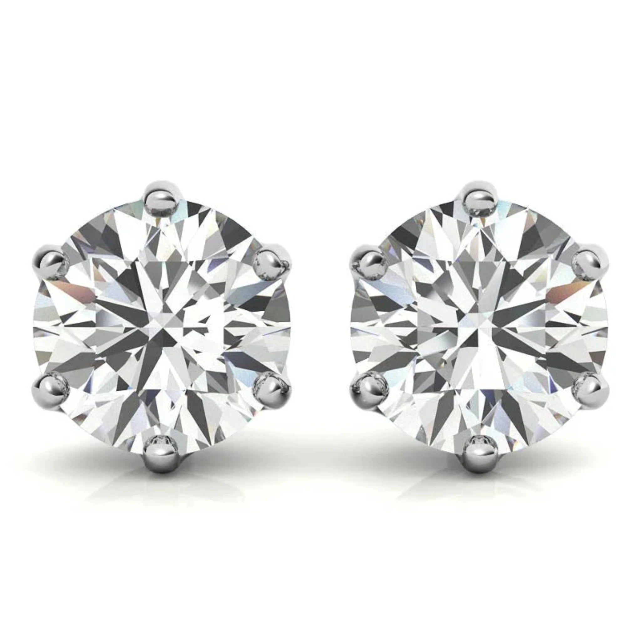 Classic Solitaire Round White Gold Silver Dazzling Earring For Woman