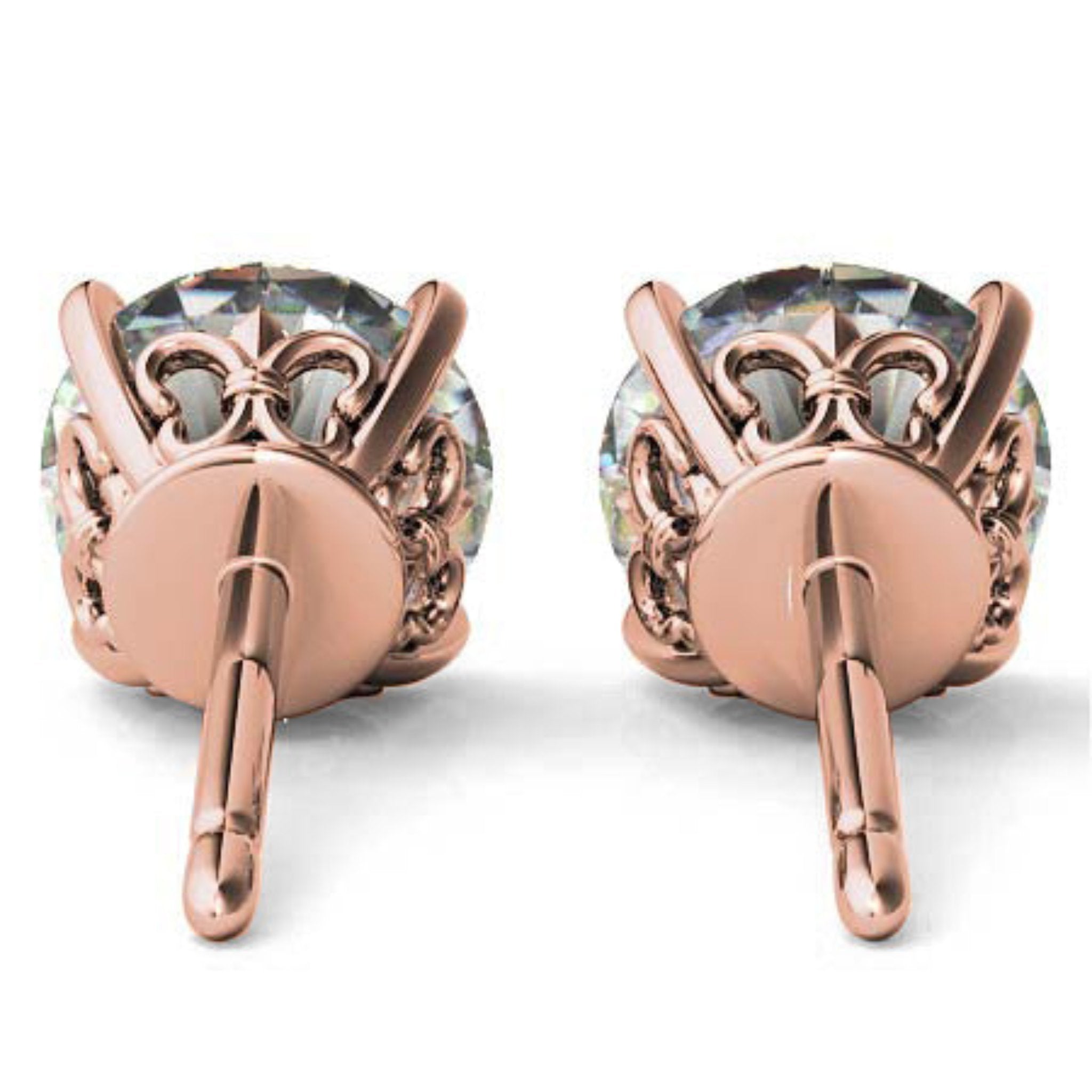 Sparkling Round Rose Gold Silver Solitaire Earring For Woman