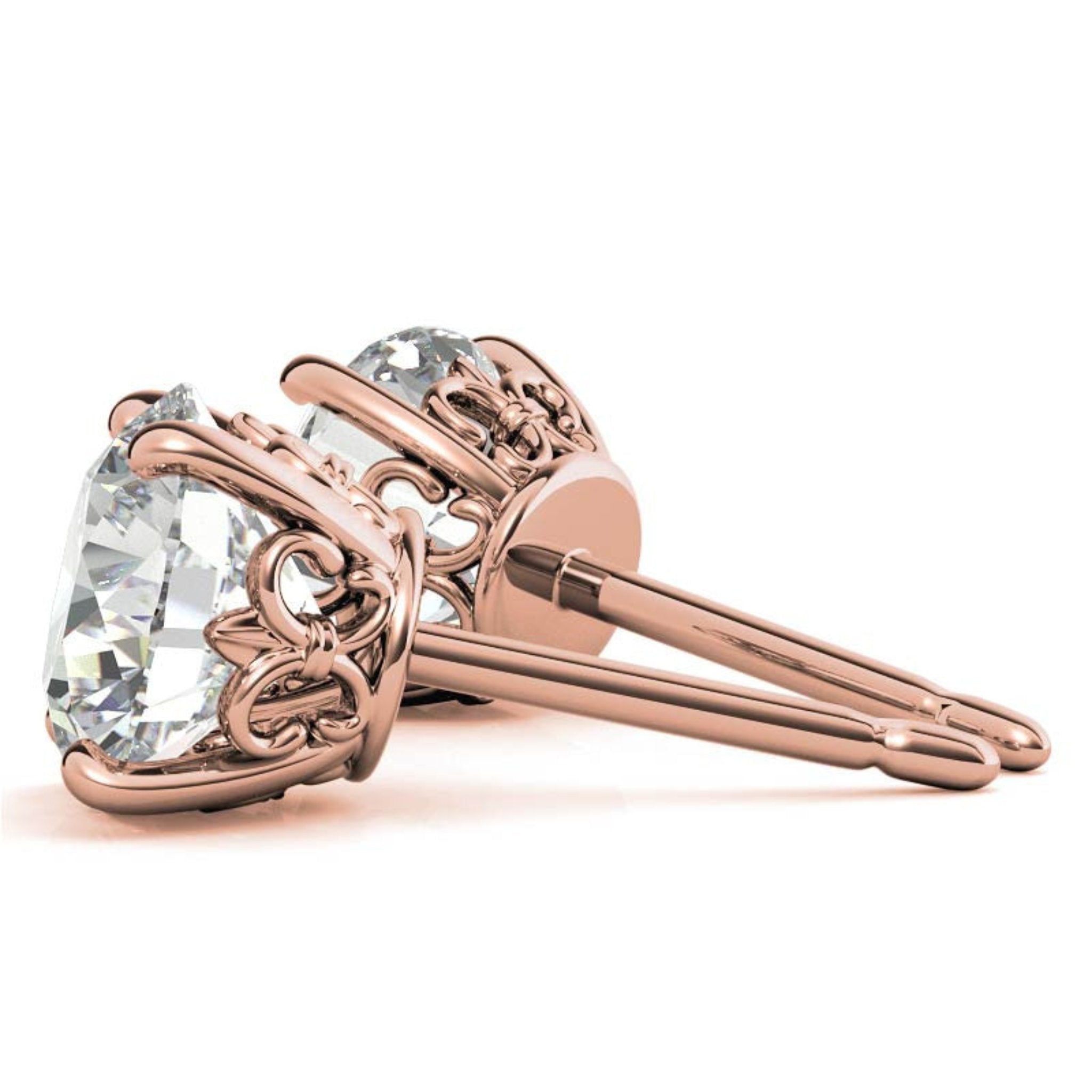 Sparkling Round Rose Gold Silver Solitaire Earring For Woman