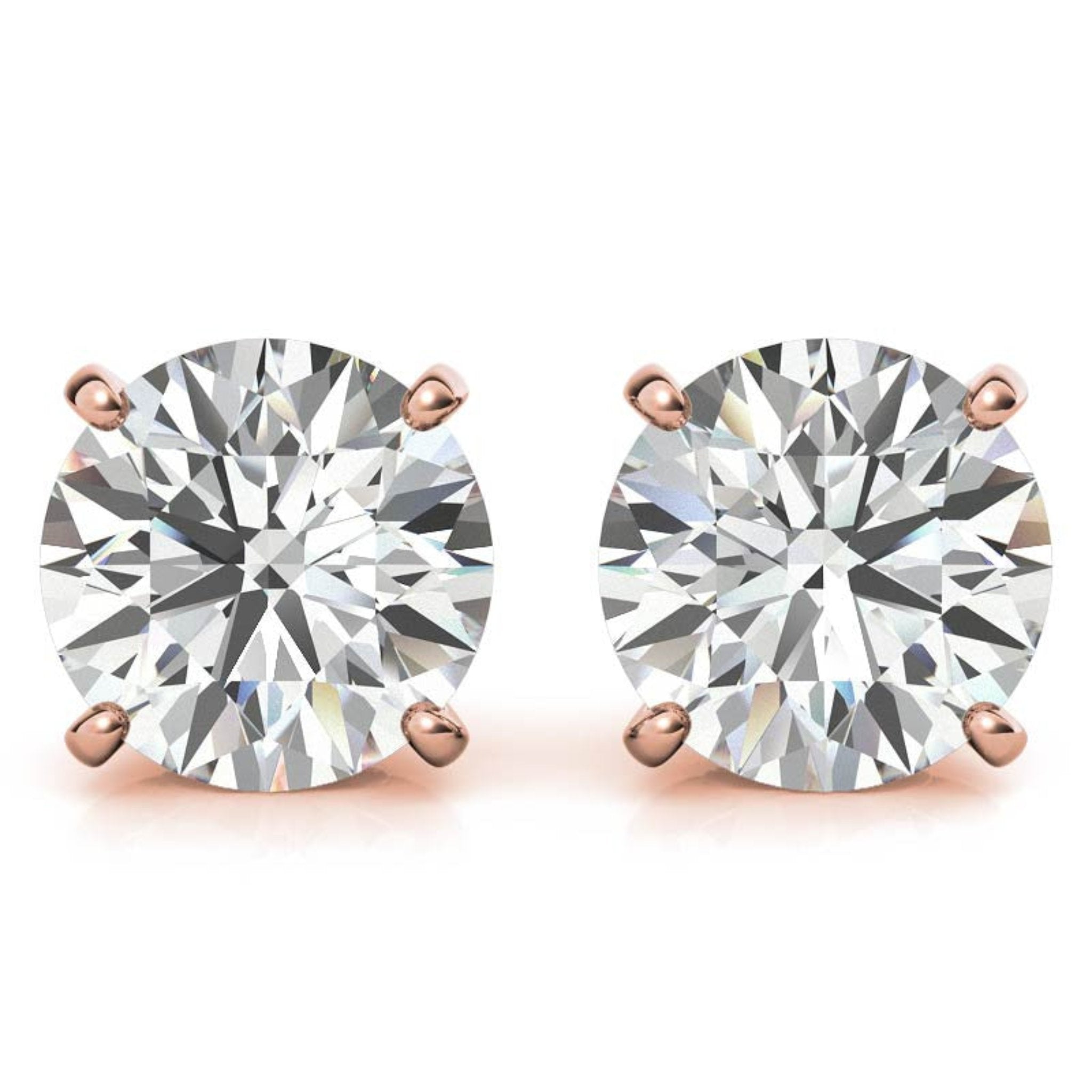 Sparkling Round Rose Gold Silver Solitaire Earring For Woman