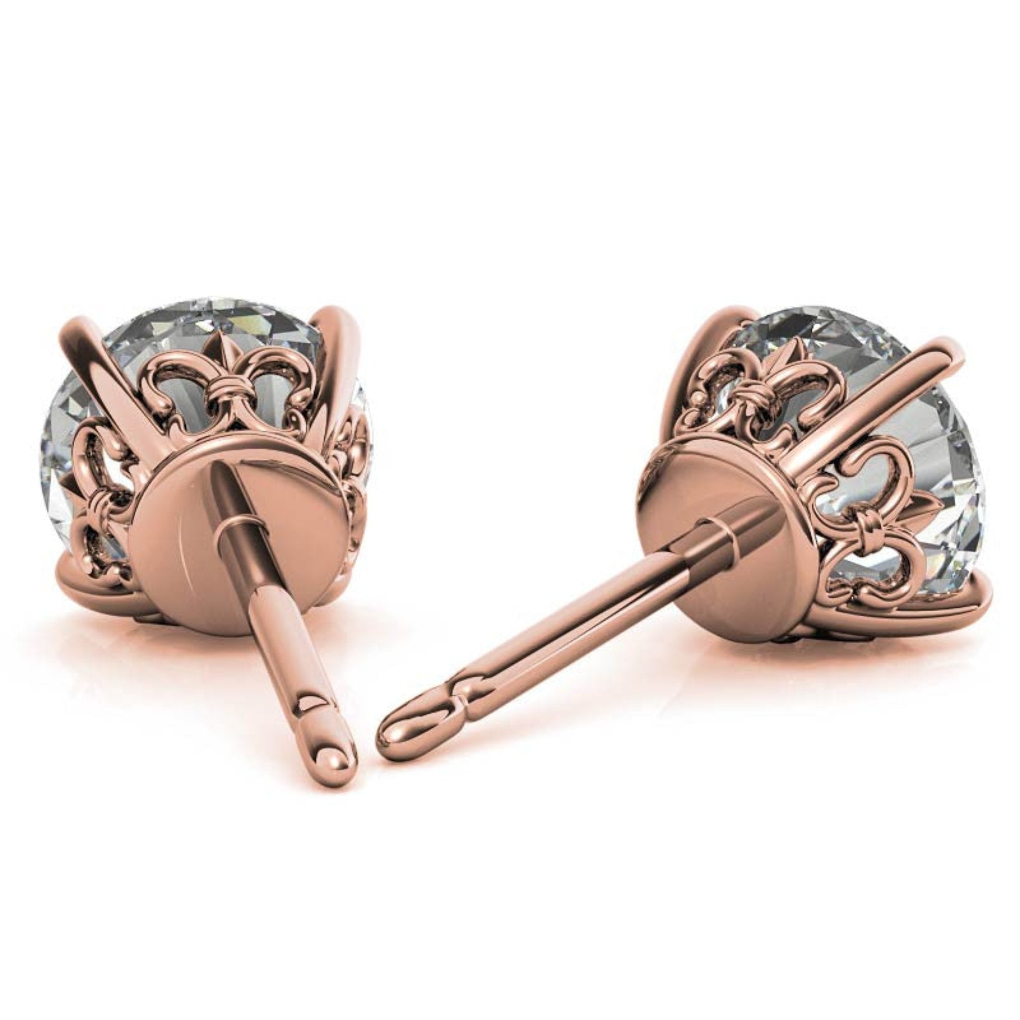 Sparkling Round Rose Gold Silver Solitaire Earring For Woman