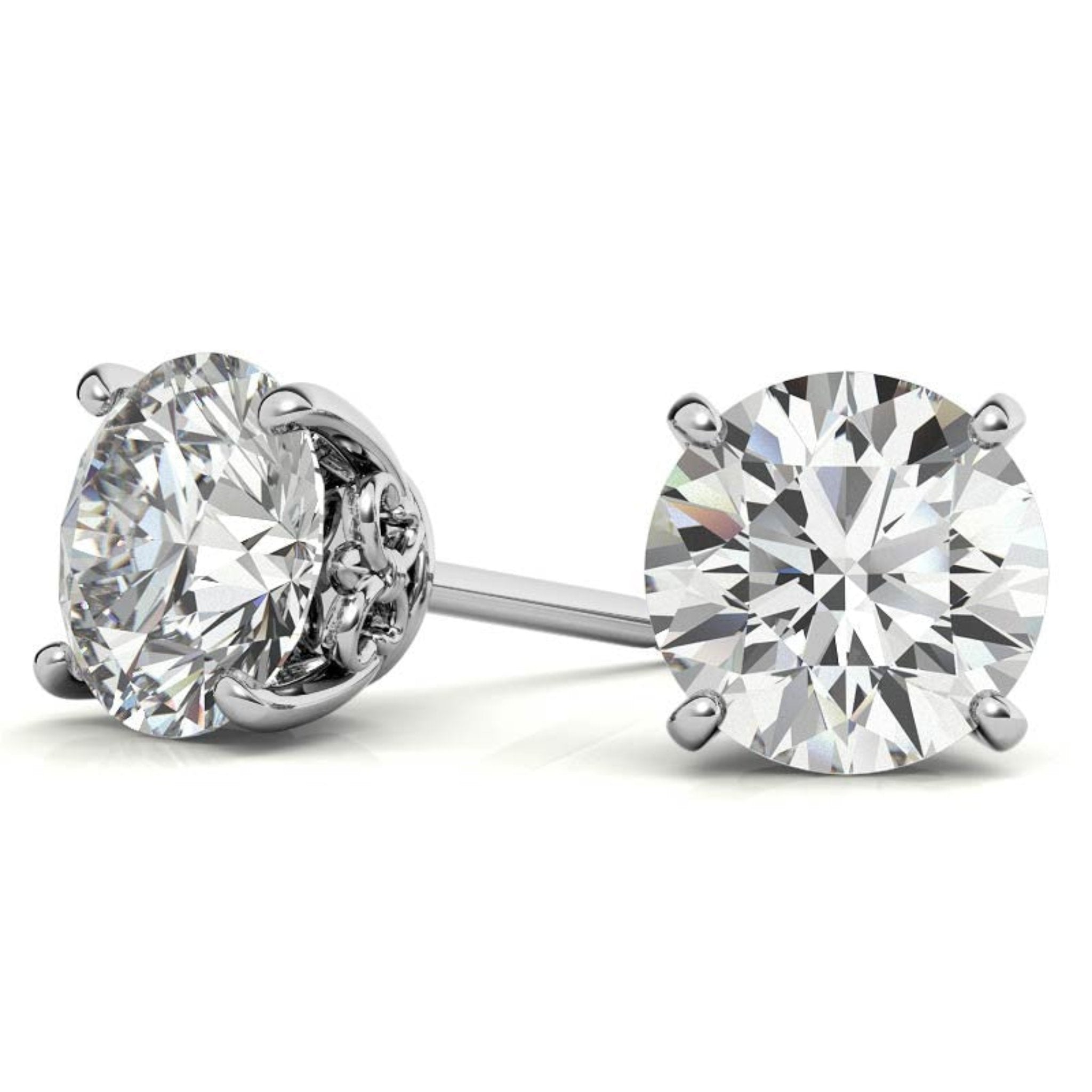 Simple Round White Gold Silver Solitaire Earring For Women