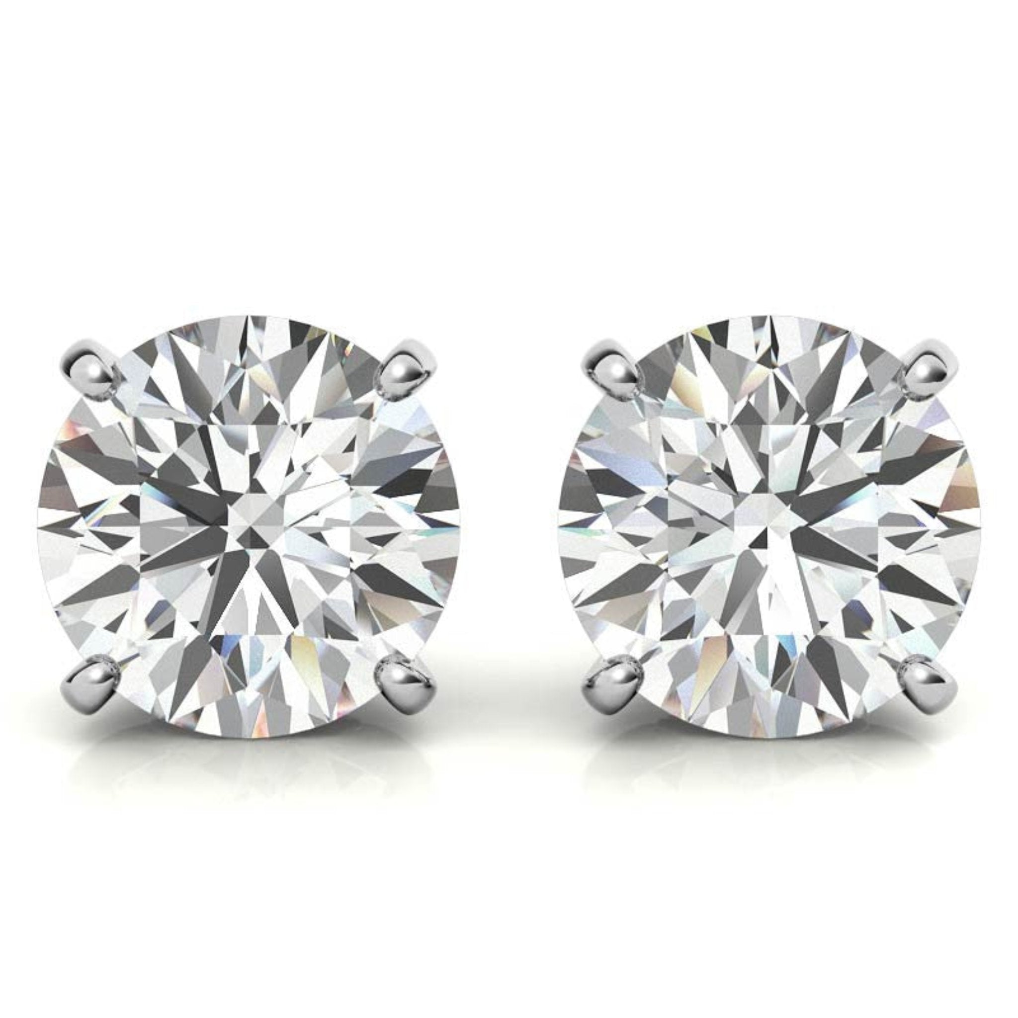 Simple Round White Gold Silver Solitaire Earring For Women