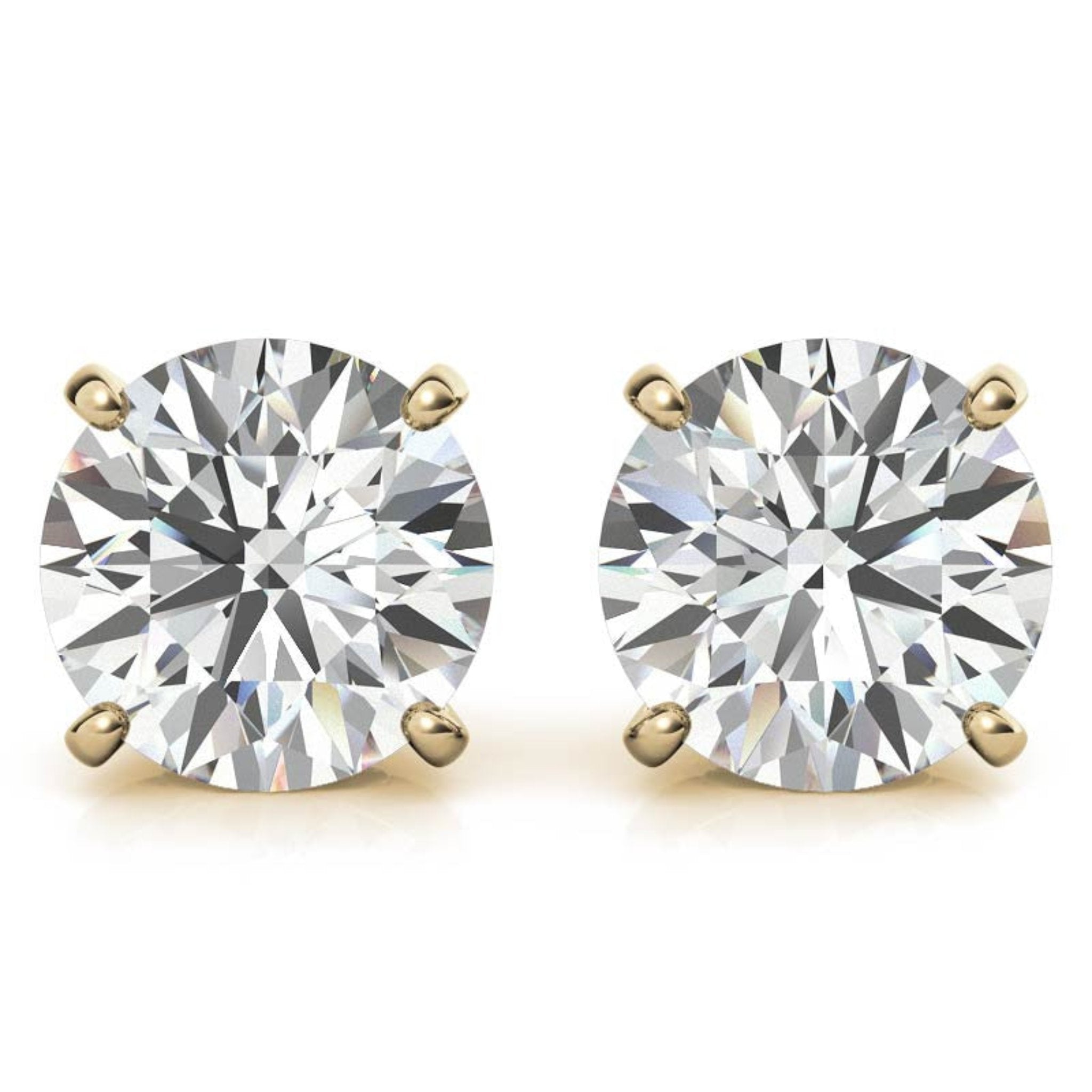 Timeless Round Yellow Gold Silver Solitaire Earring For Woman