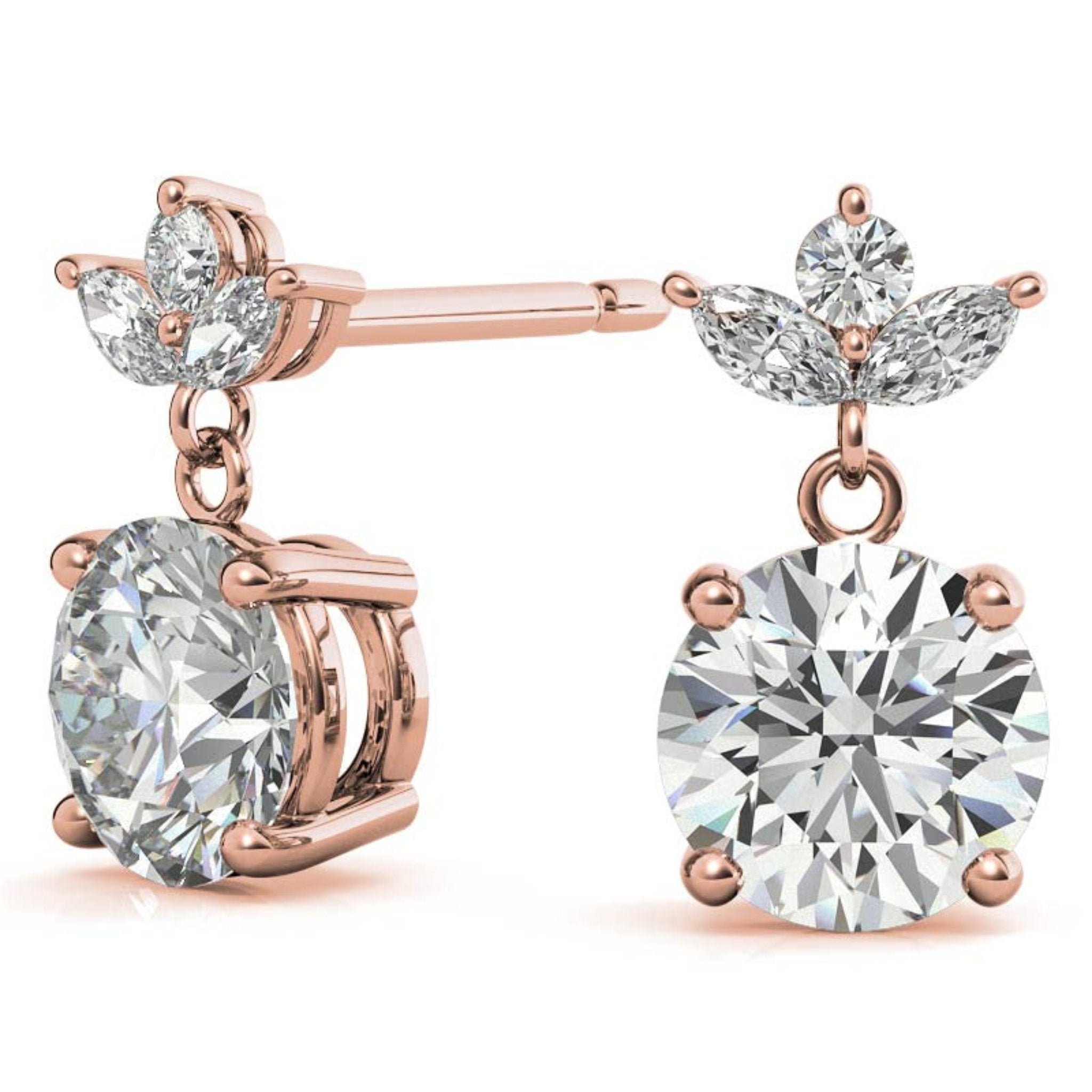 Elegant Topaz Circulets Solitaire Floral Rose Gold Silver Stud Earring For Woman