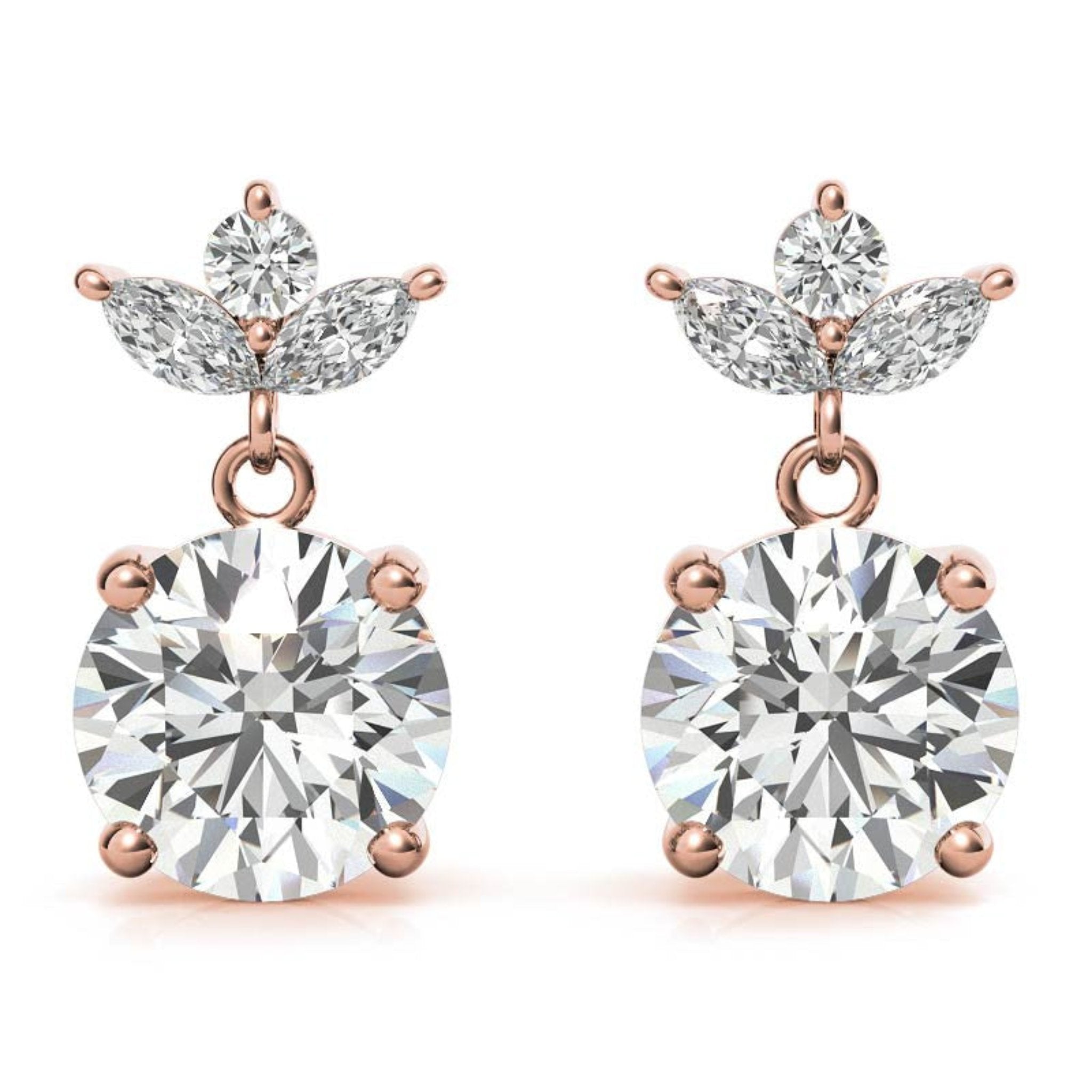 Elegant Topaz Circulets Solitaire Floral Rose Gold Silver Stud Earring For Woman