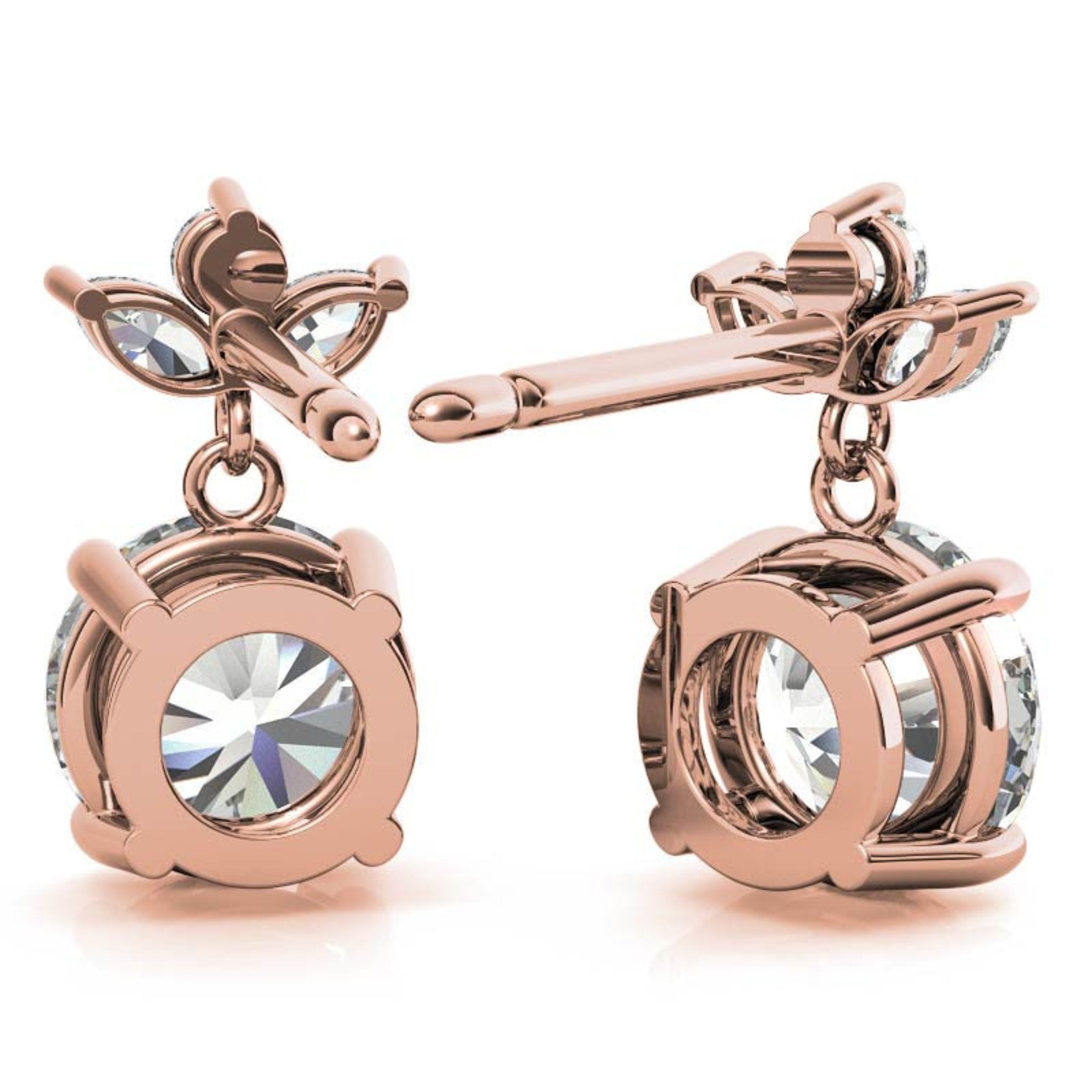 Elegant Topaz Circulets Solitaire Floral Rose Gold Silver Stud Earring For Woman