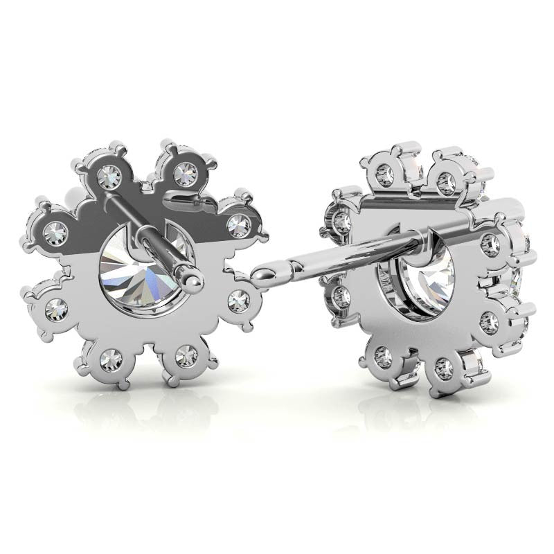 Snowflake-Inspired White Gold Silver Radiant Earrings For Woman