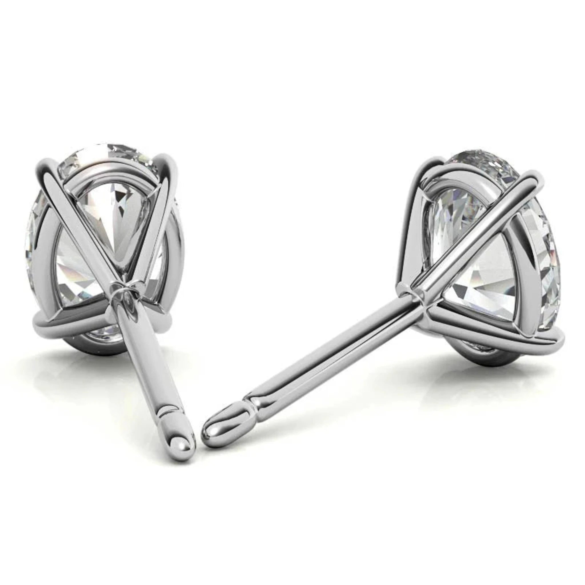 Timeless Four-Prong Oval White Gold Silver Luxury Earring For Woman