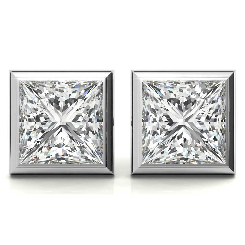 925 Sterling Silver Square Dazzle Solitaire Earrings AUS-565