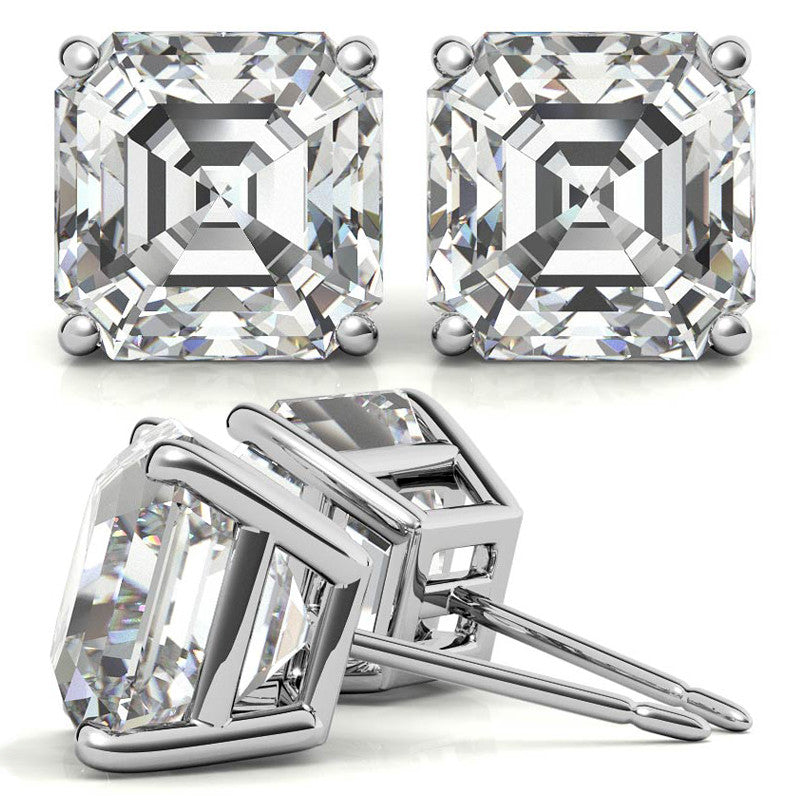 925 Sterling Silver Squared Splendor Solitaire Earrings AUS -538