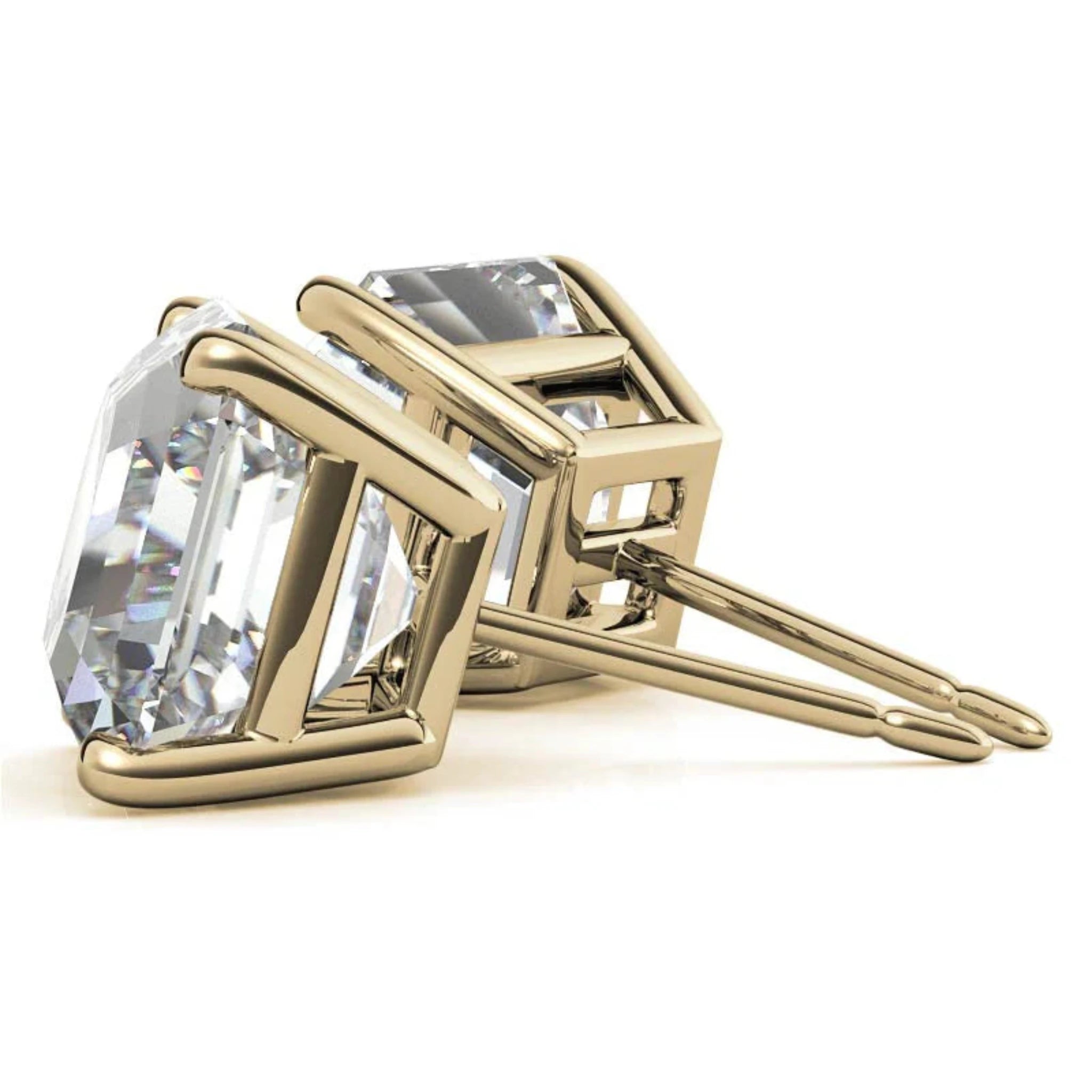 Asscher-Cut Yellow Gold Silver Modern Earring For Women