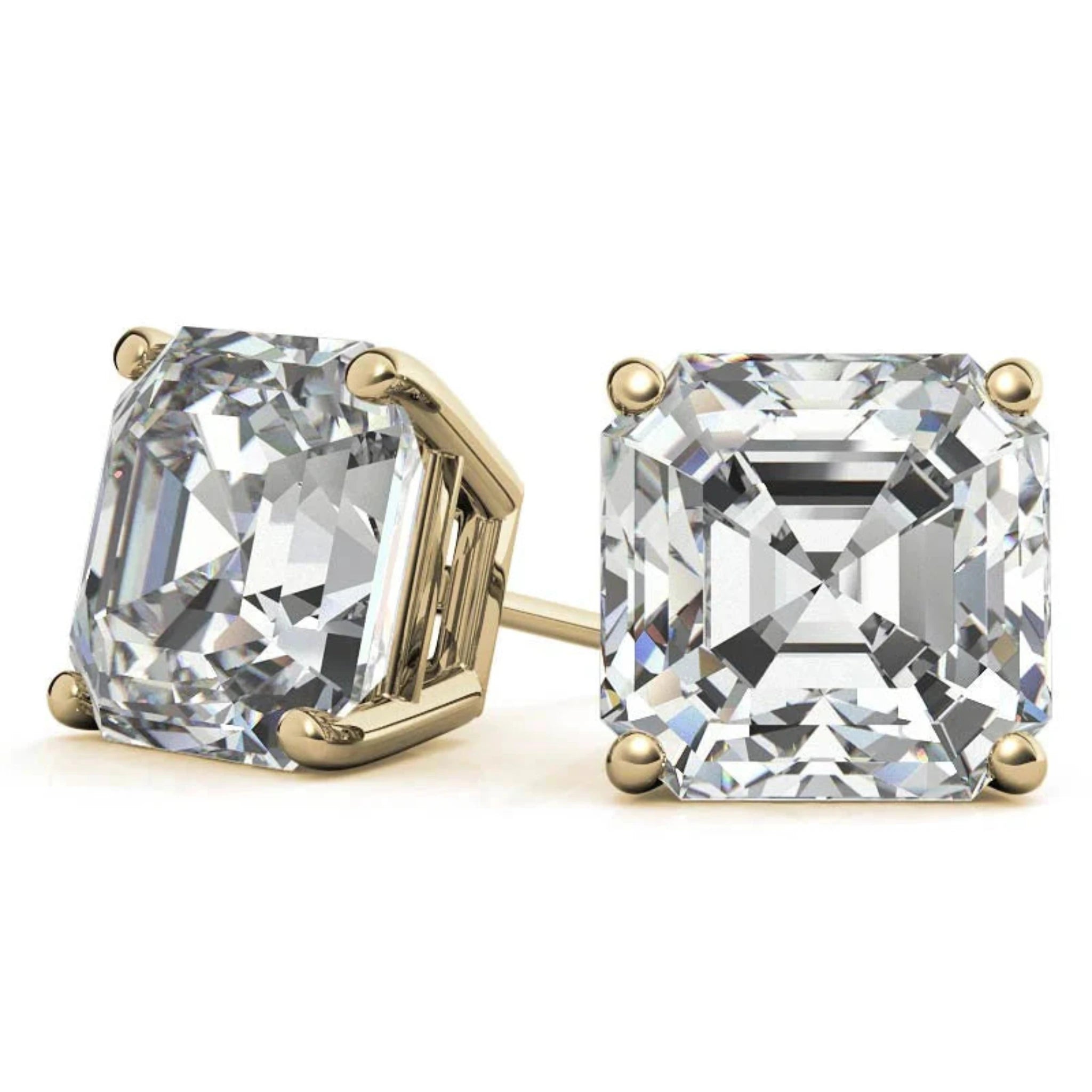 Asscher-Cut Yellow Gold Silver Modern Earring For Women