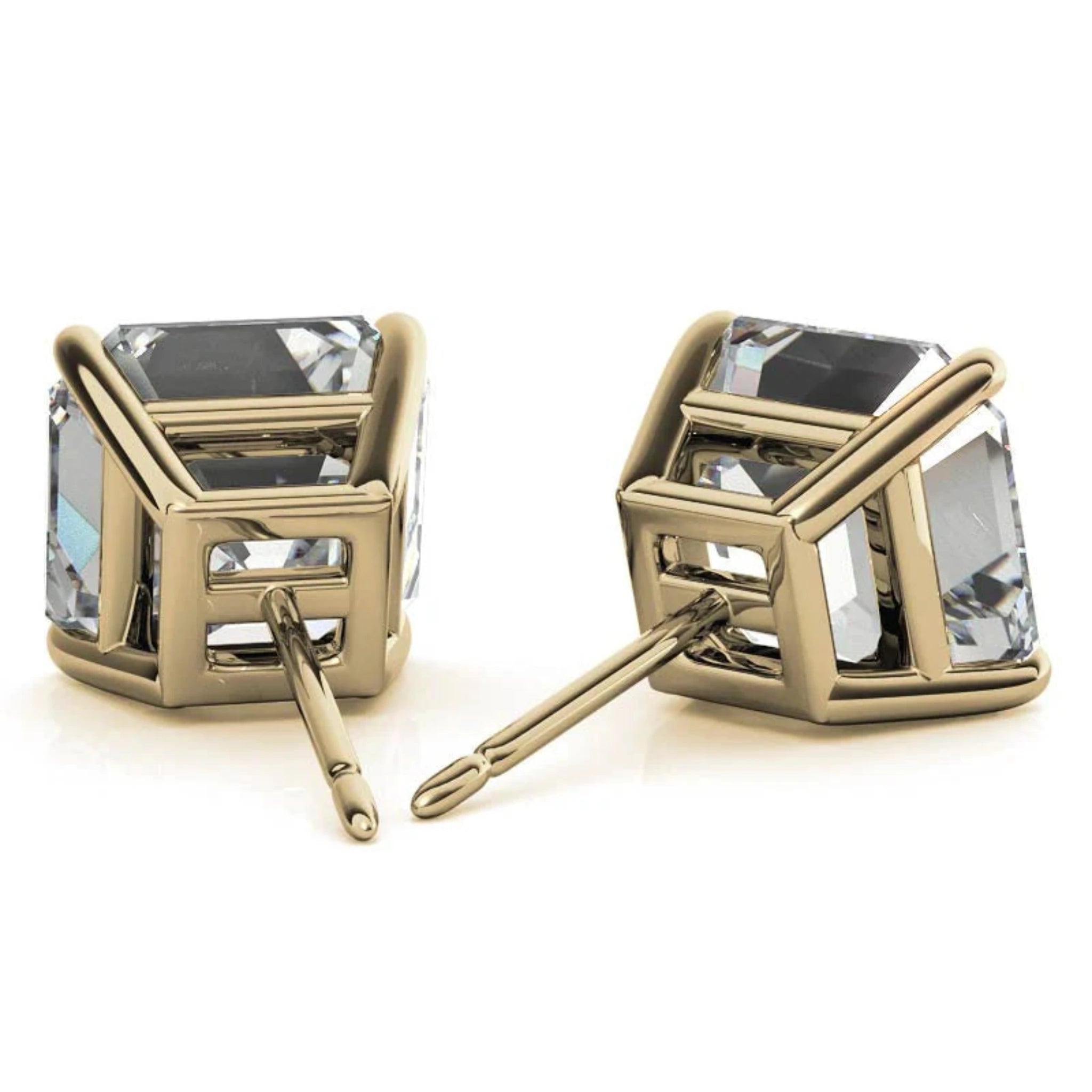 Asscher-Cut Yellow Gold Silver Modern Earring For Women