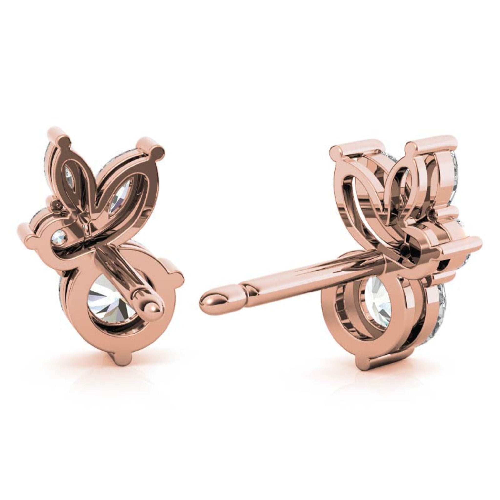 Dainty Marquise-Cut Rose Gold Silver Multi-Stone Stud Earring For Woman