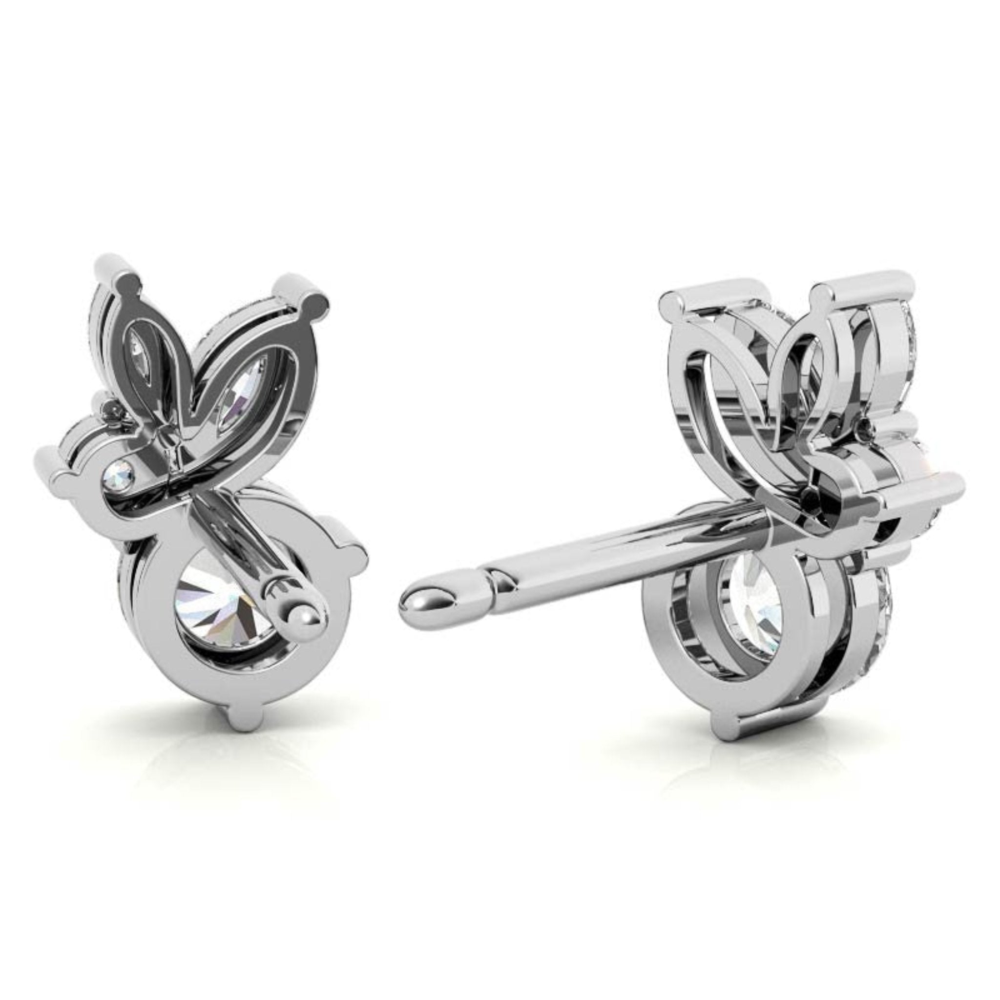 Dainty Marquise-Cut White Gold Silver Multi-Stone Stud Earring For Woman