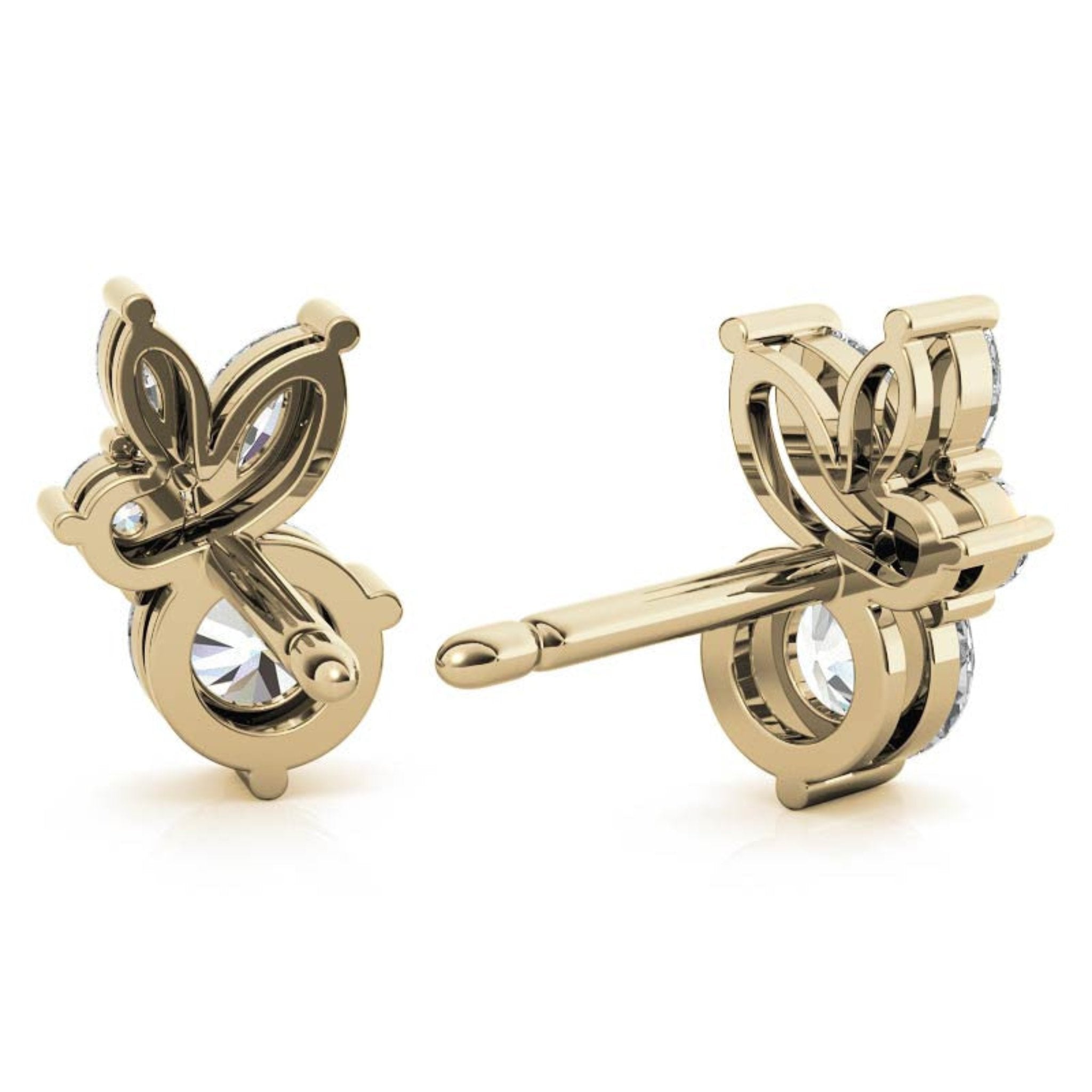 Dainty Marquise-Cut Yellow Gold Silver Multi-Stone Stud Earring For Woman