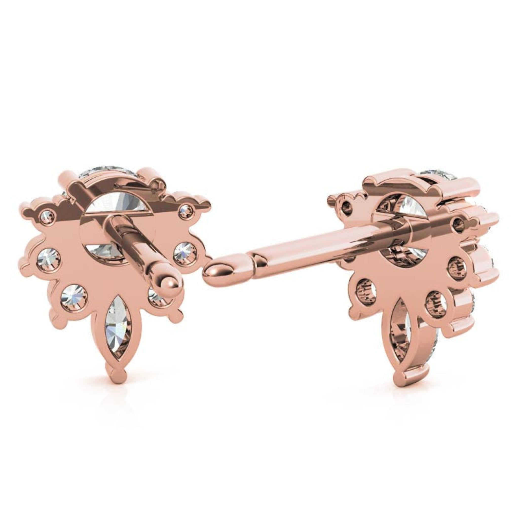 Sparkling Floral-Inspired Rose Gold Silver Diamond Studs Earring For Woman