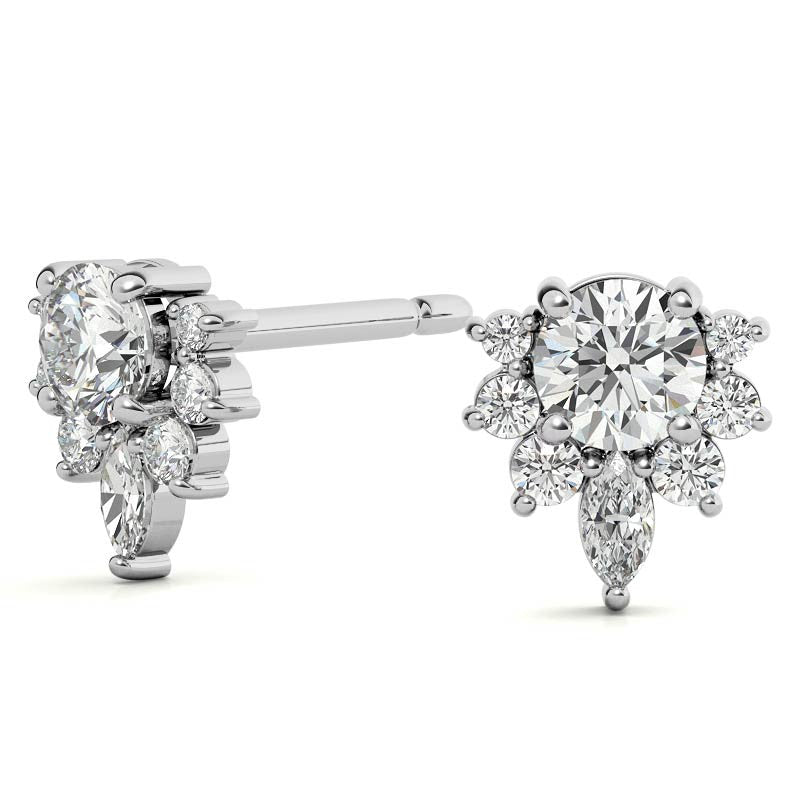925 Sterling Silver Diamond Radiance Solitaire Earring AUS-572