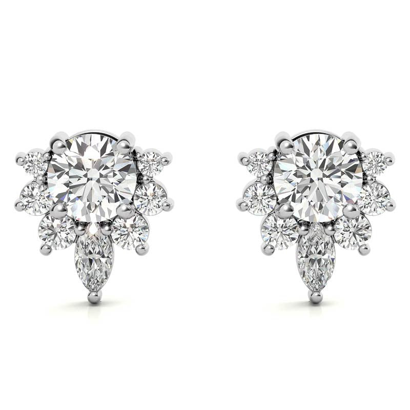 925 Sterling Silver Diamond Radiance Solitaire Earring AUS-572