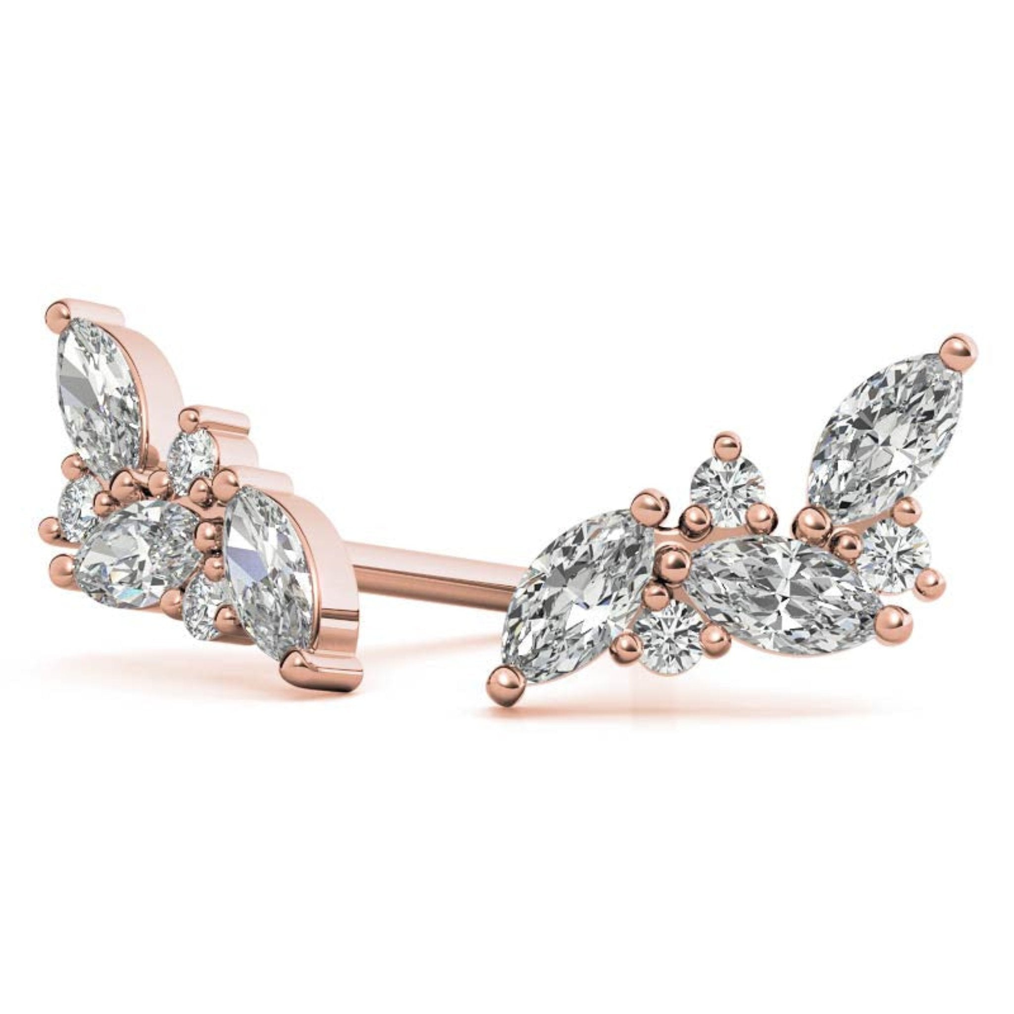 Delicate Wing Rose Gold Silver Petite Floral Earring For Woman