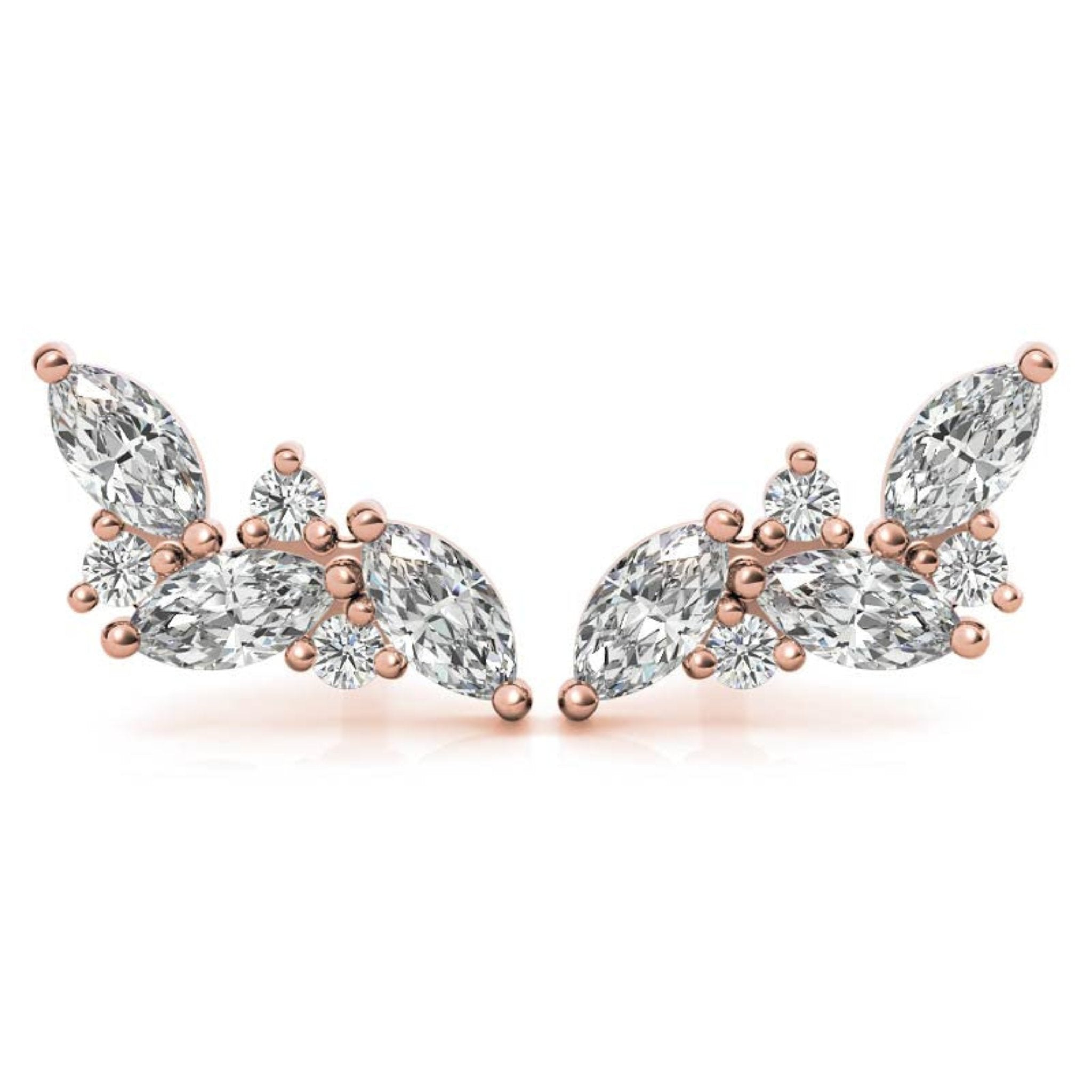 Delicate Wing Rose Gold Silver Petite Floral Earring For Woman