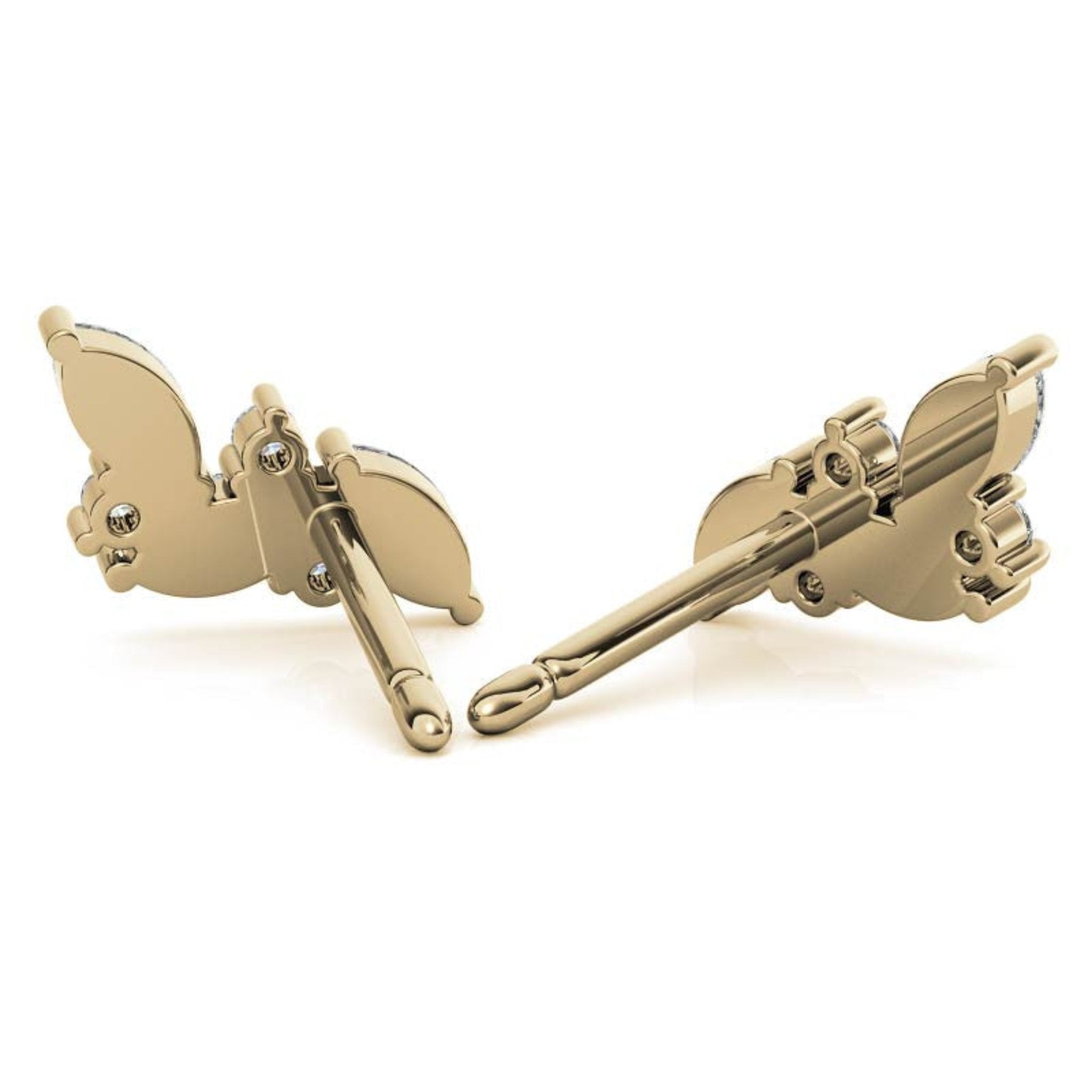 Delicate Wing Yellow Gold Silver Petite Floral Earring For Woman