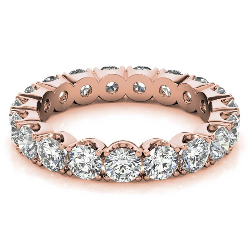 Adjustable Sterling Silver Sparkling Rose Gold Round Diamond Eternity Band For Women