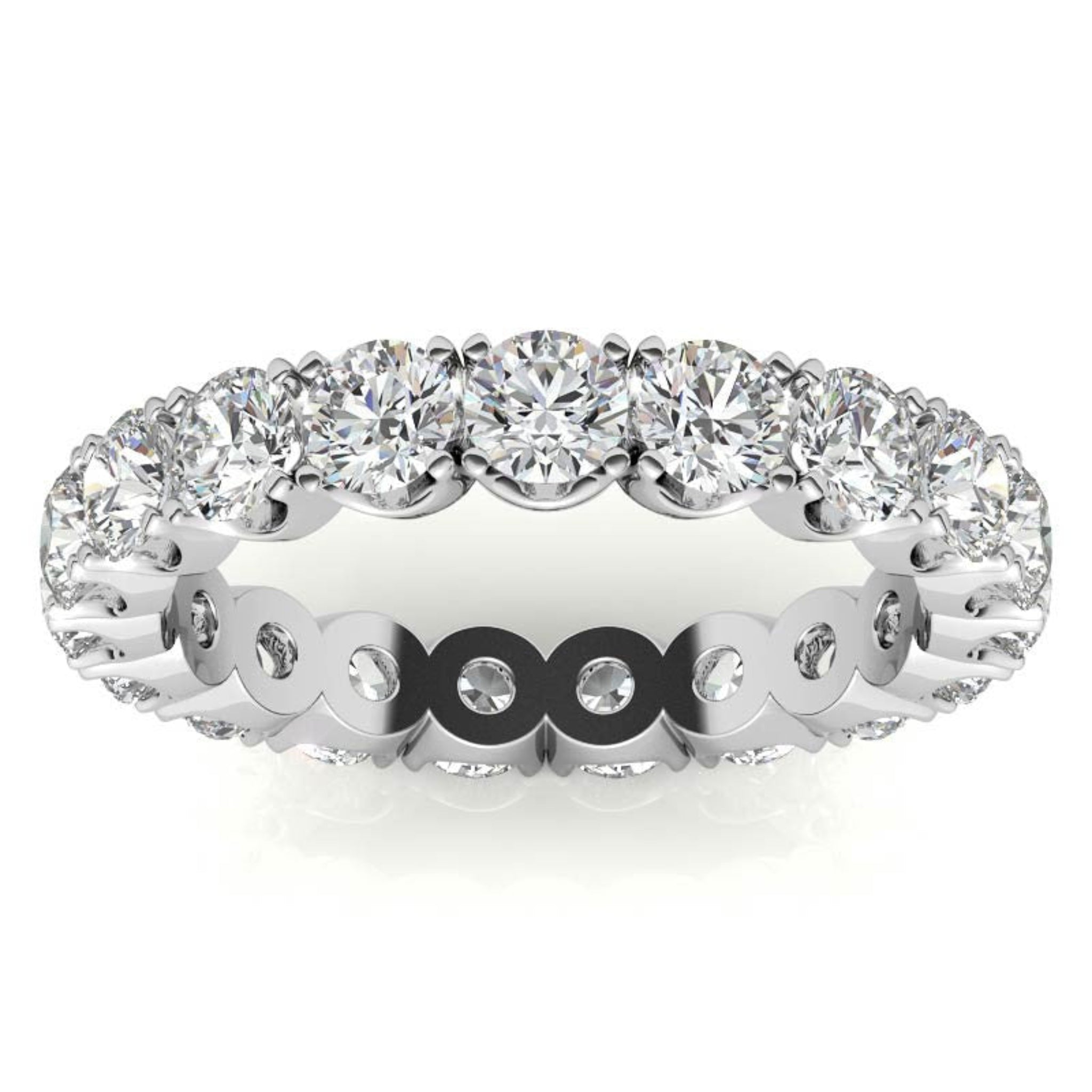 Adjustable Sterling Silver Sparkling White Gold Round Diamond Eternity Band For Women