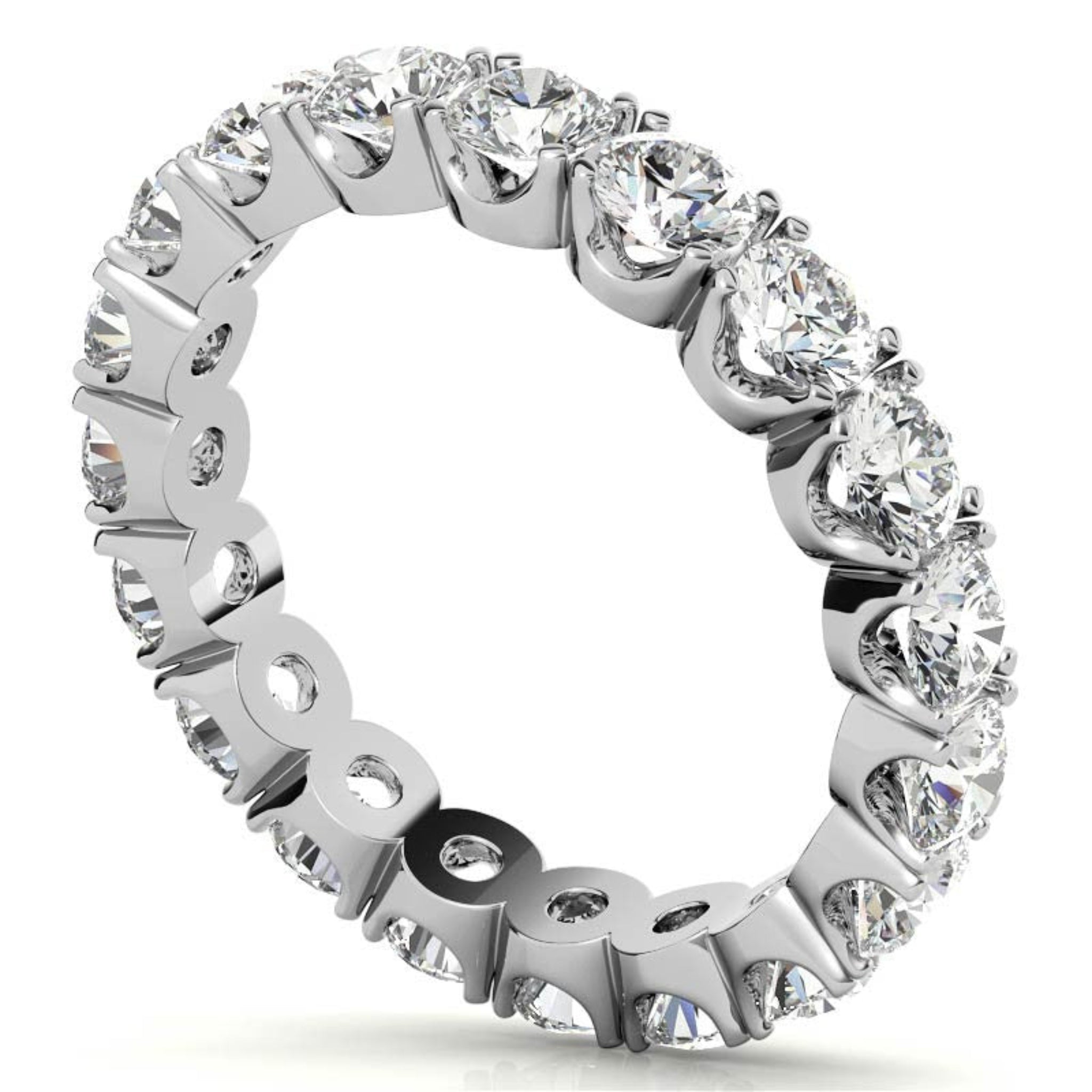 Adjustable Sterling Silver Sparkling White Gold Round Diamond Eternity Band For Women