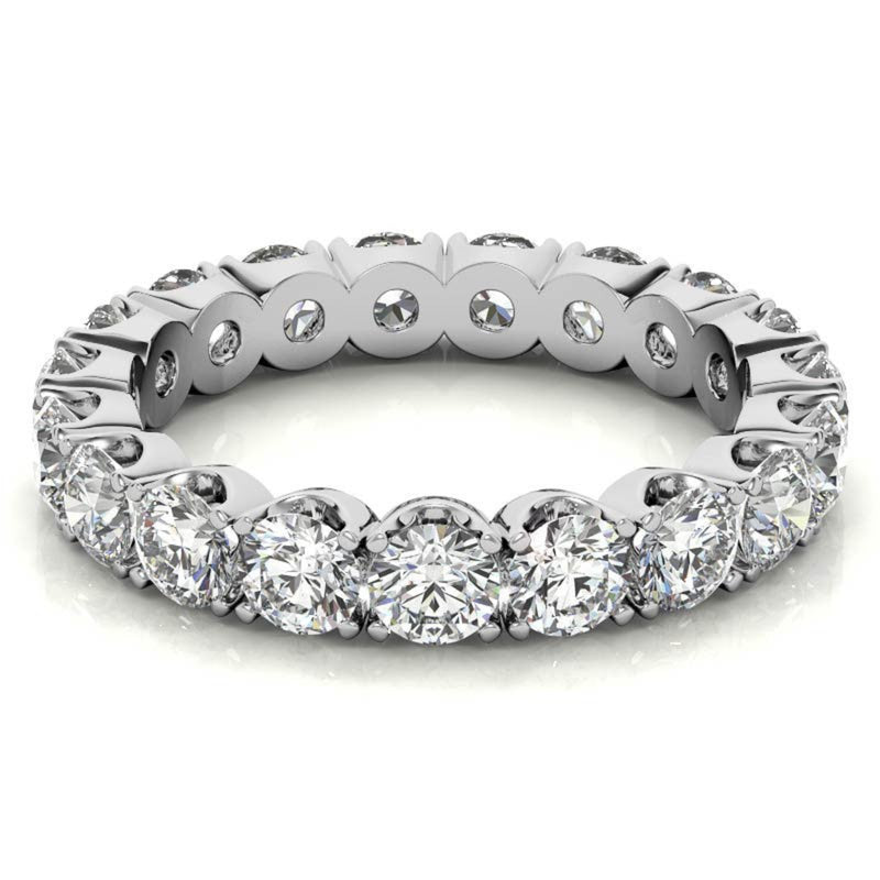 Adjustable Sterling Silver Sparkling White Gold Round Diamond Eternity Band For Women