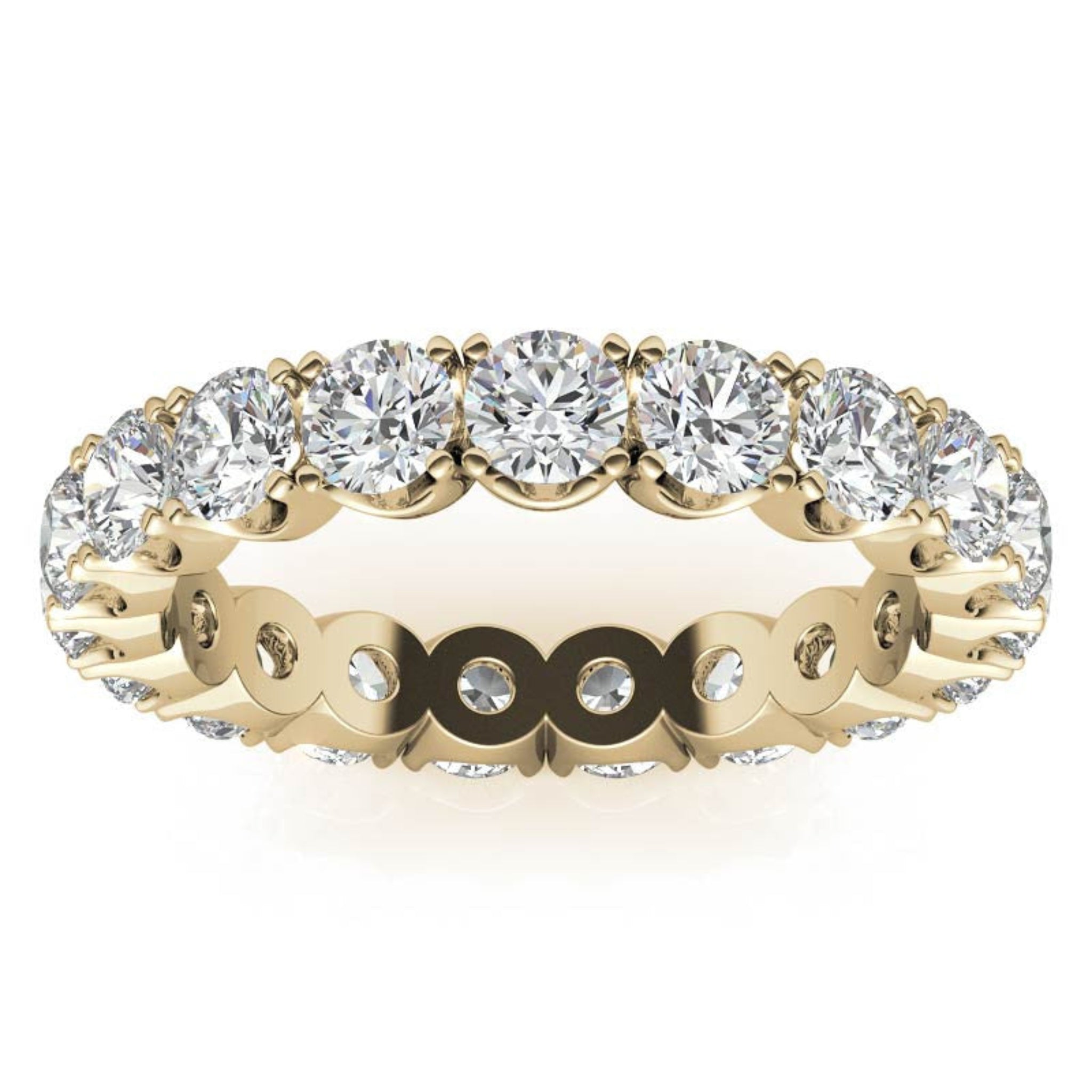 Adjustable Sterling Silver Sparkling Yellow Gold Round Diamond Eternity Band For Women