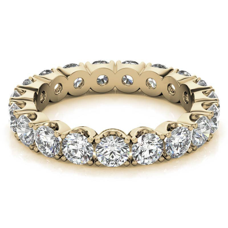 Adjustable Sterling Silver Sparkling Yellow Gold Round Diamond Eternity Band For Women