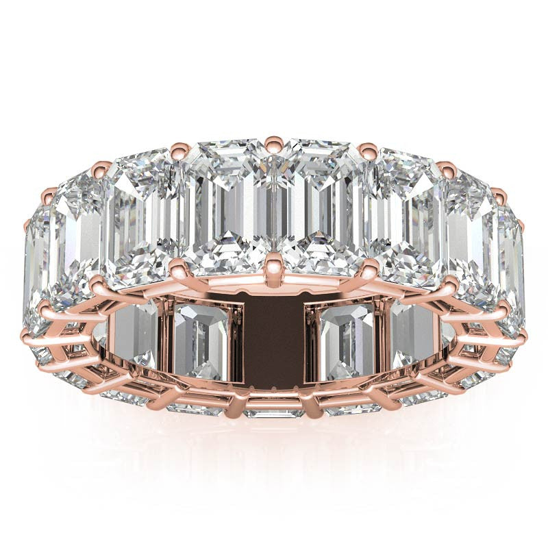 Sterling Silver Elegant And Luxurious Emerald-Cut Diamond Rose Gold Eternity Band For Women