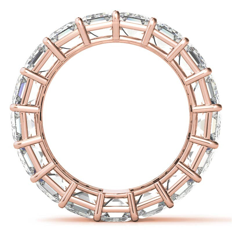 Sterling Silver Elegant And Luxurious Emerald-Cut Diamond Rose Gold Eternity Band For Women