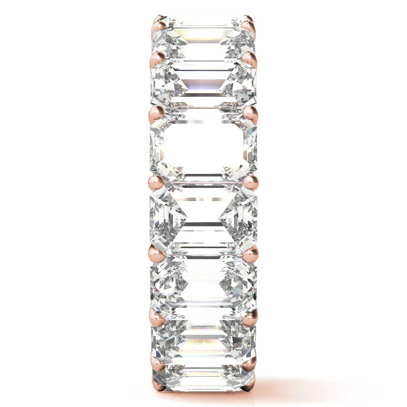 Sterling Silver Elegant And Luxurious Emerald-Cut Diamond Rose Gold Eternity Band For Women